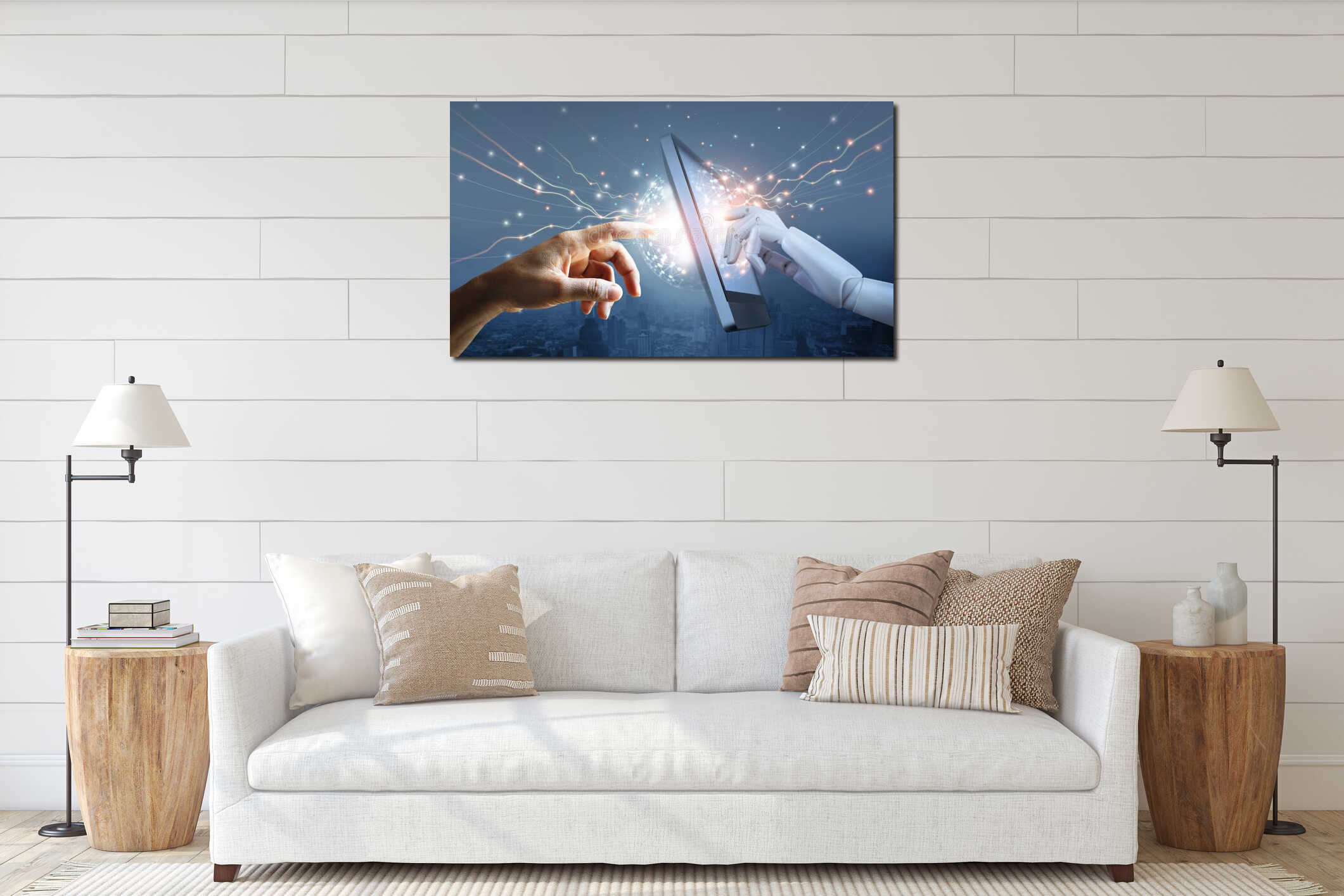 Canvas hanging interior mockup