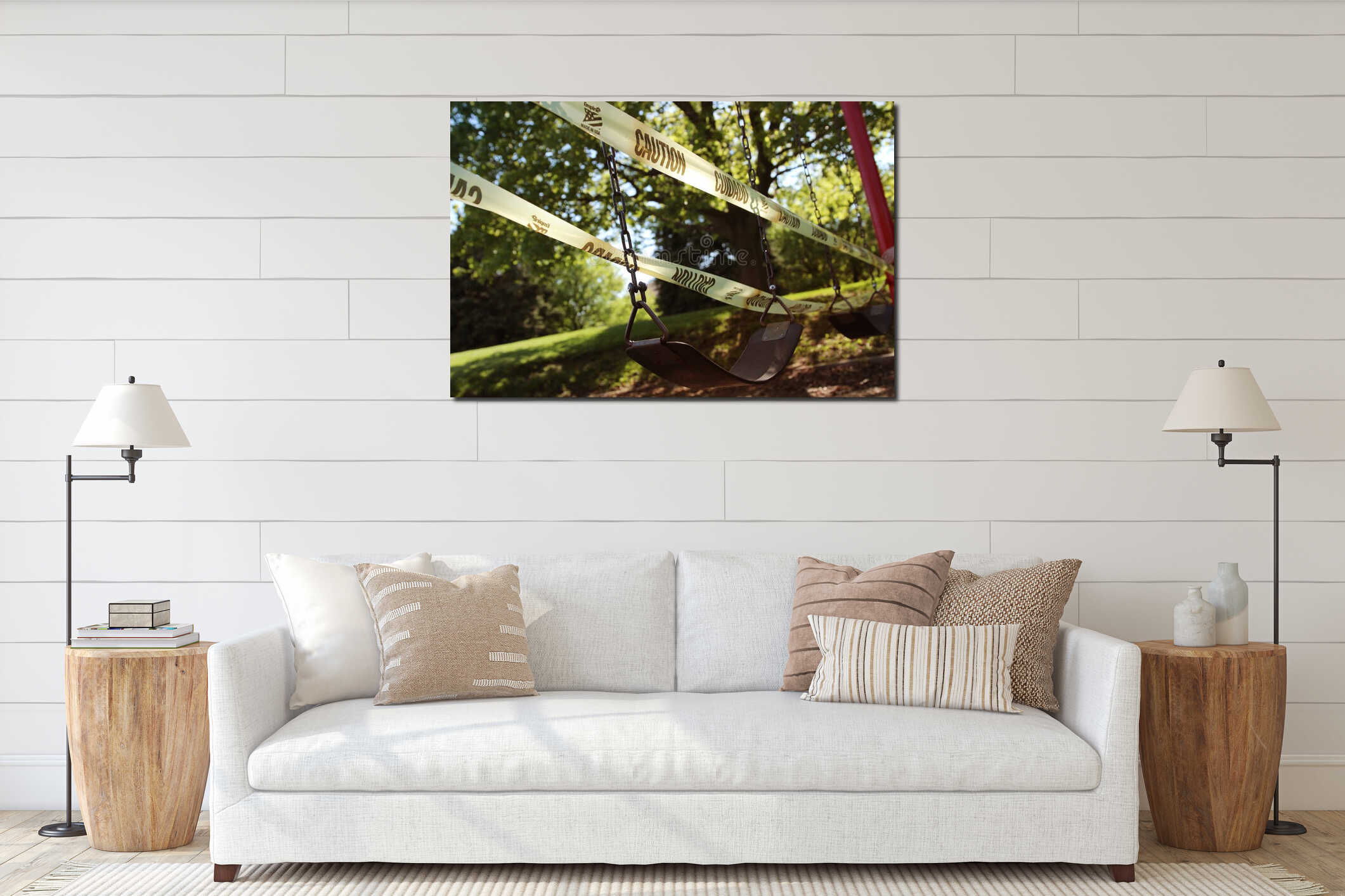 Canvas hanging interior mockup