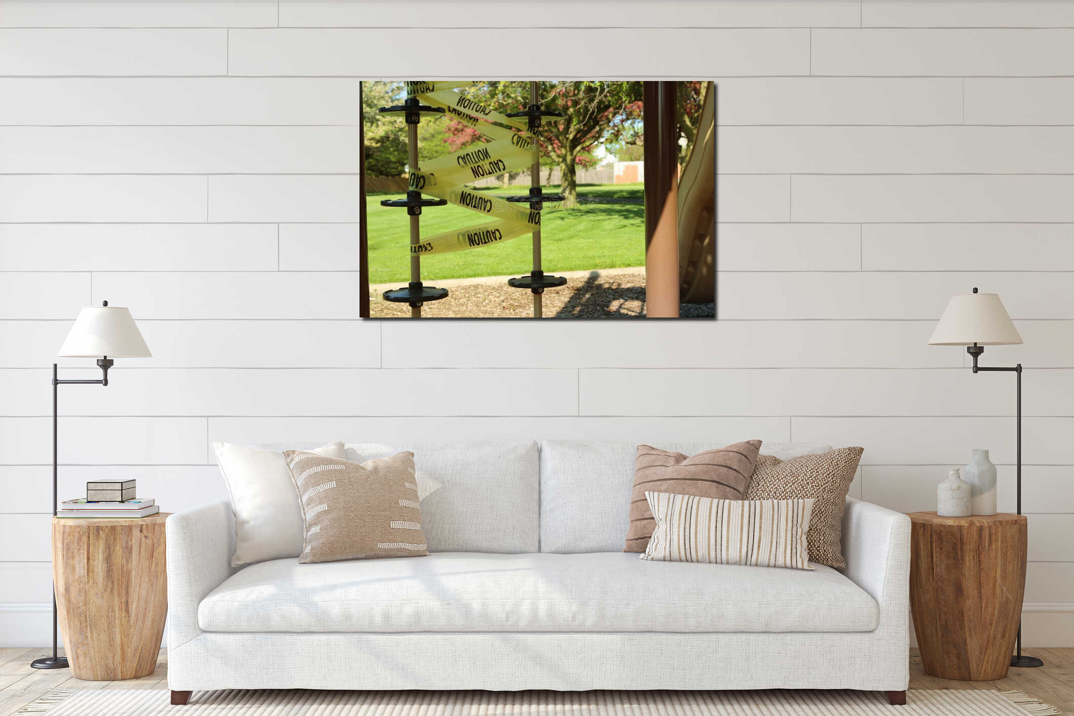 Canvas hanging interior mockup