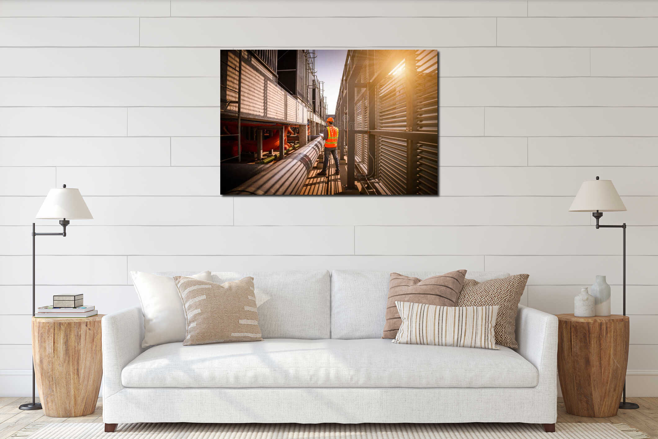 Canvas hanging interior mockup