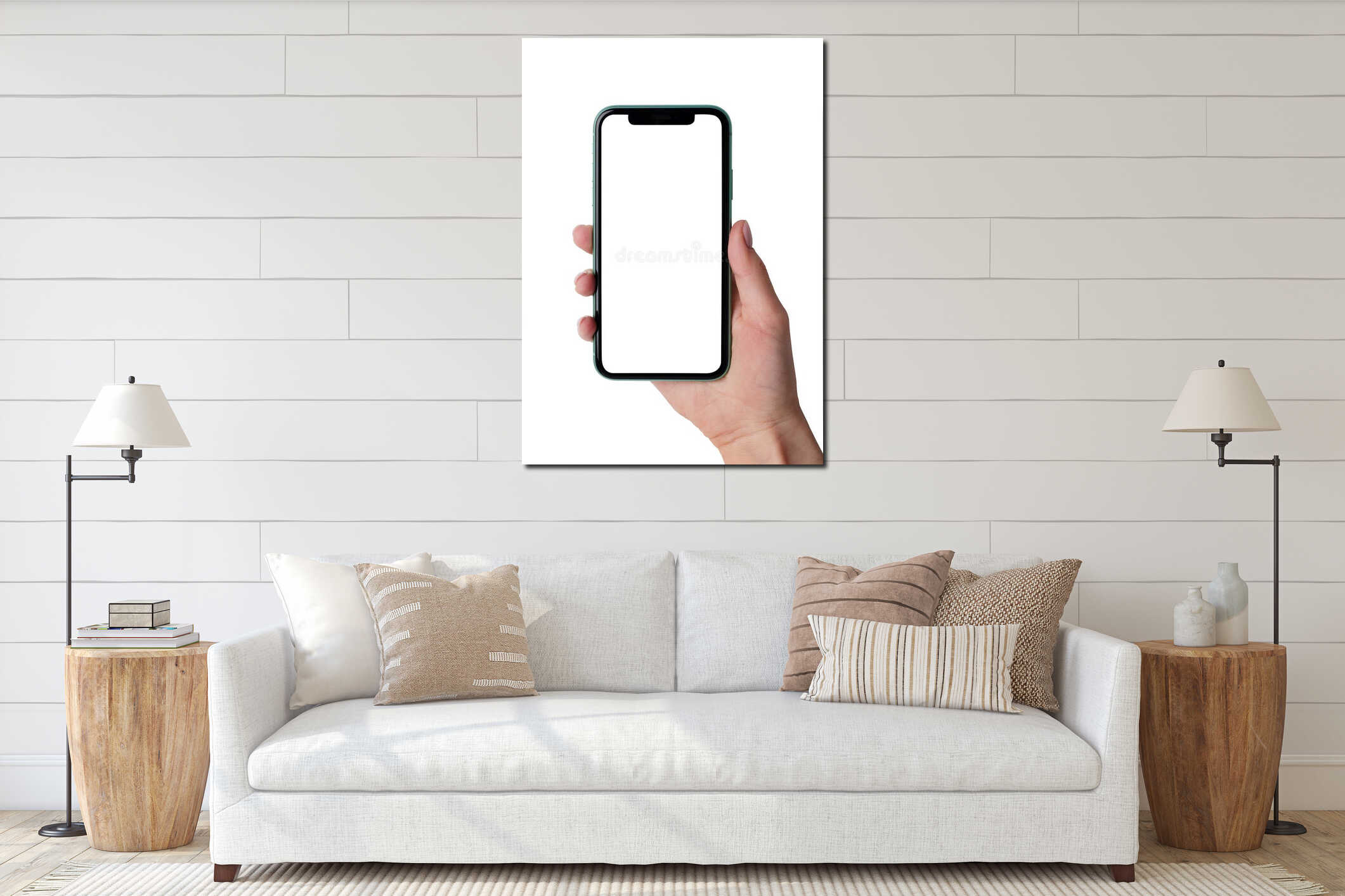 Canvas hanging interior mockup