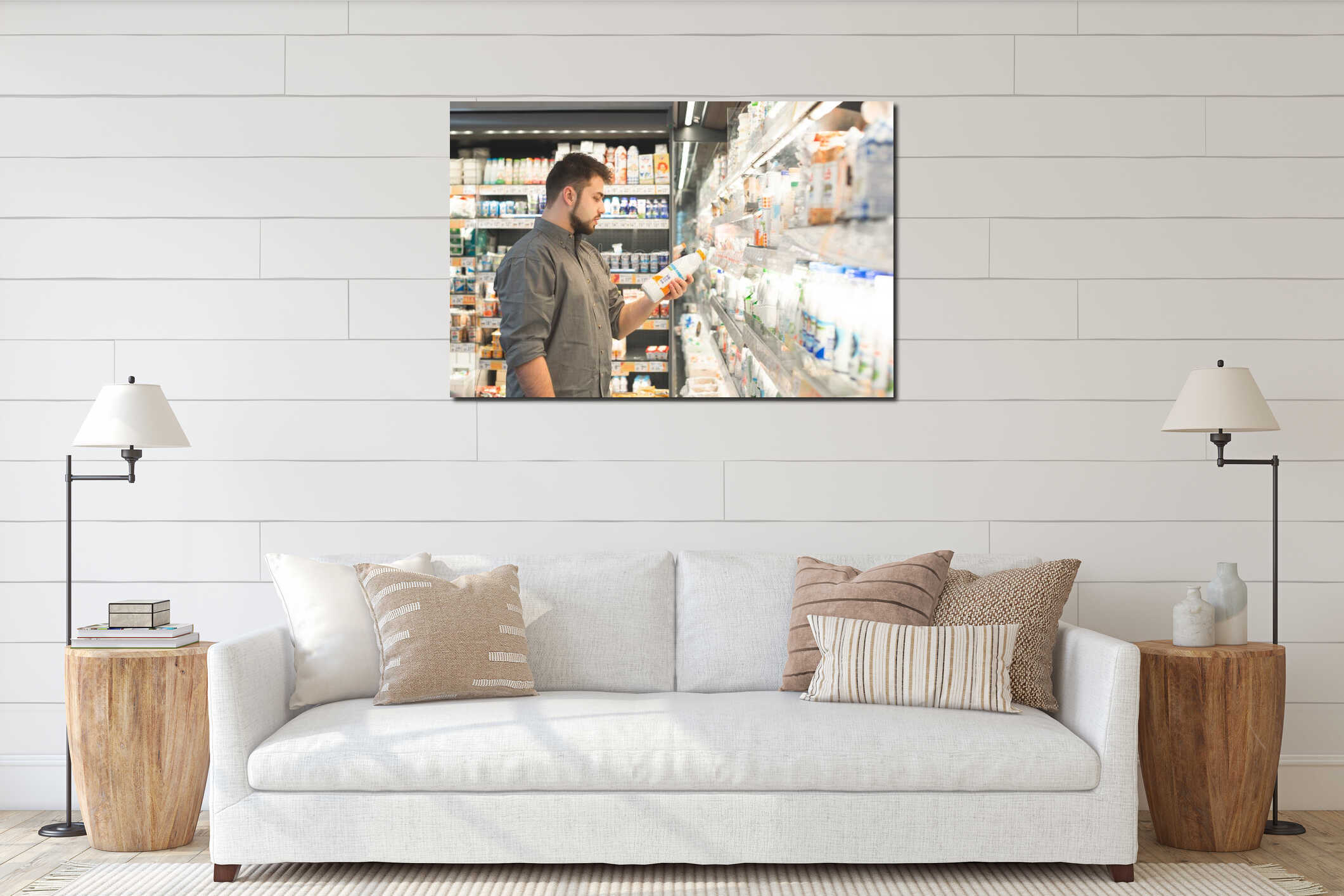 Canvas hanging interior mockup