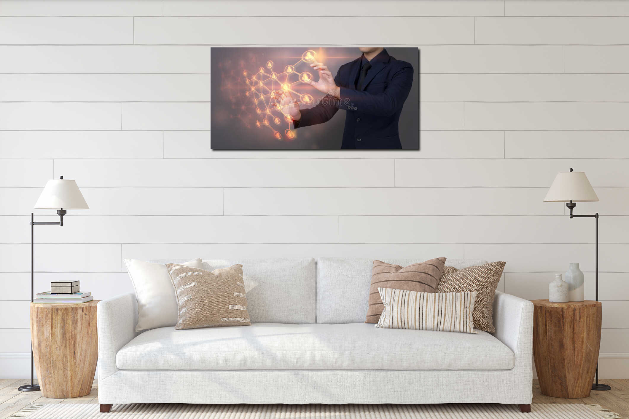 Canvas hanging interior mockup