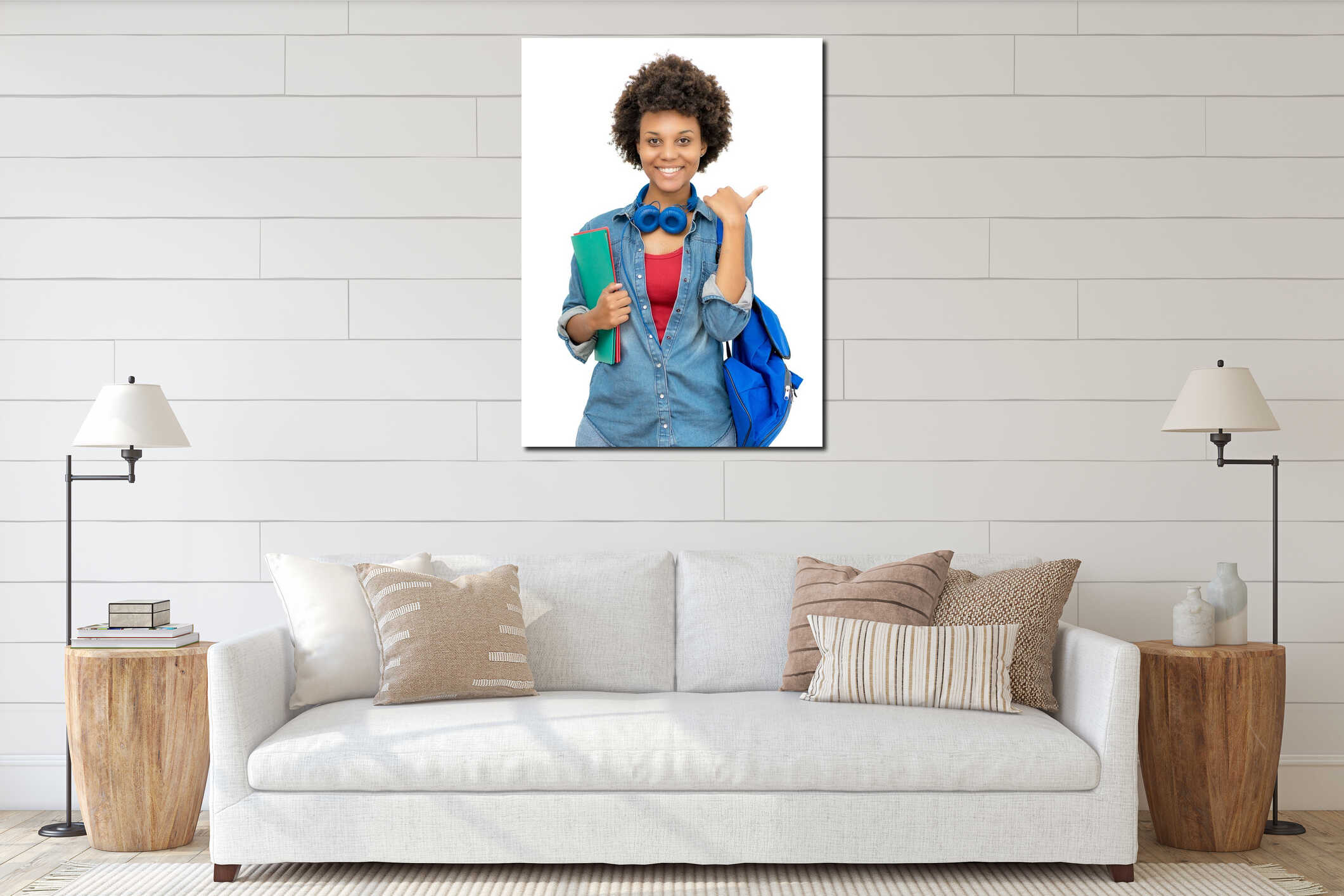 Canvas hanging interior mockup