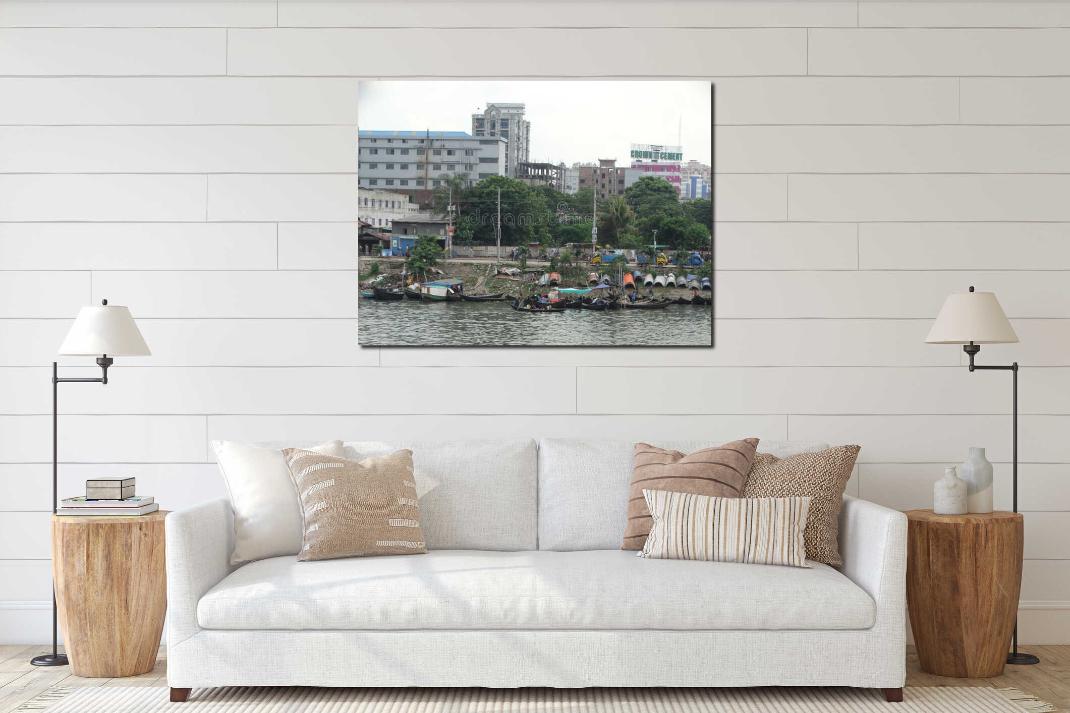 Canvas hanging interior mockup