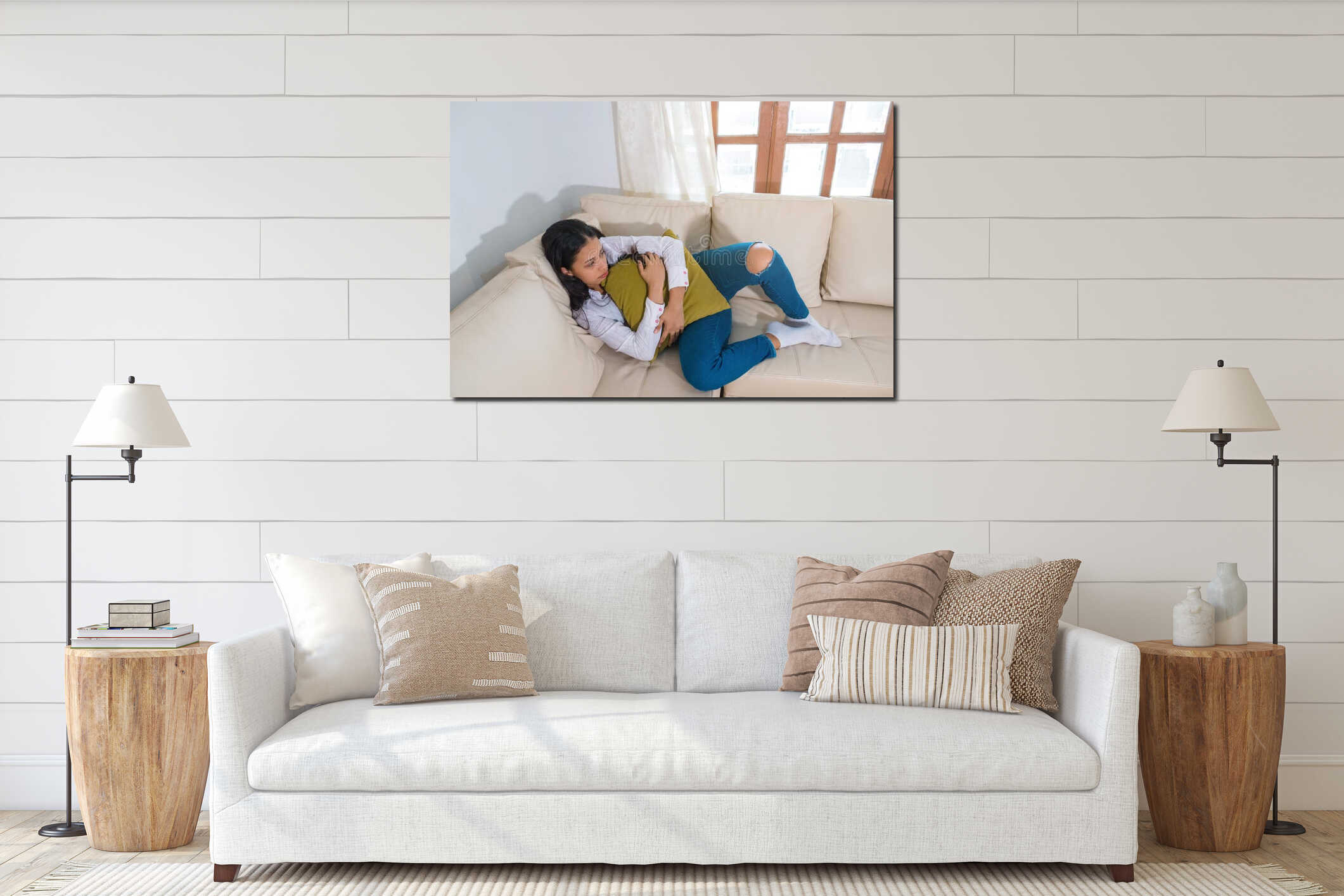 Canvas hanging interior mockup