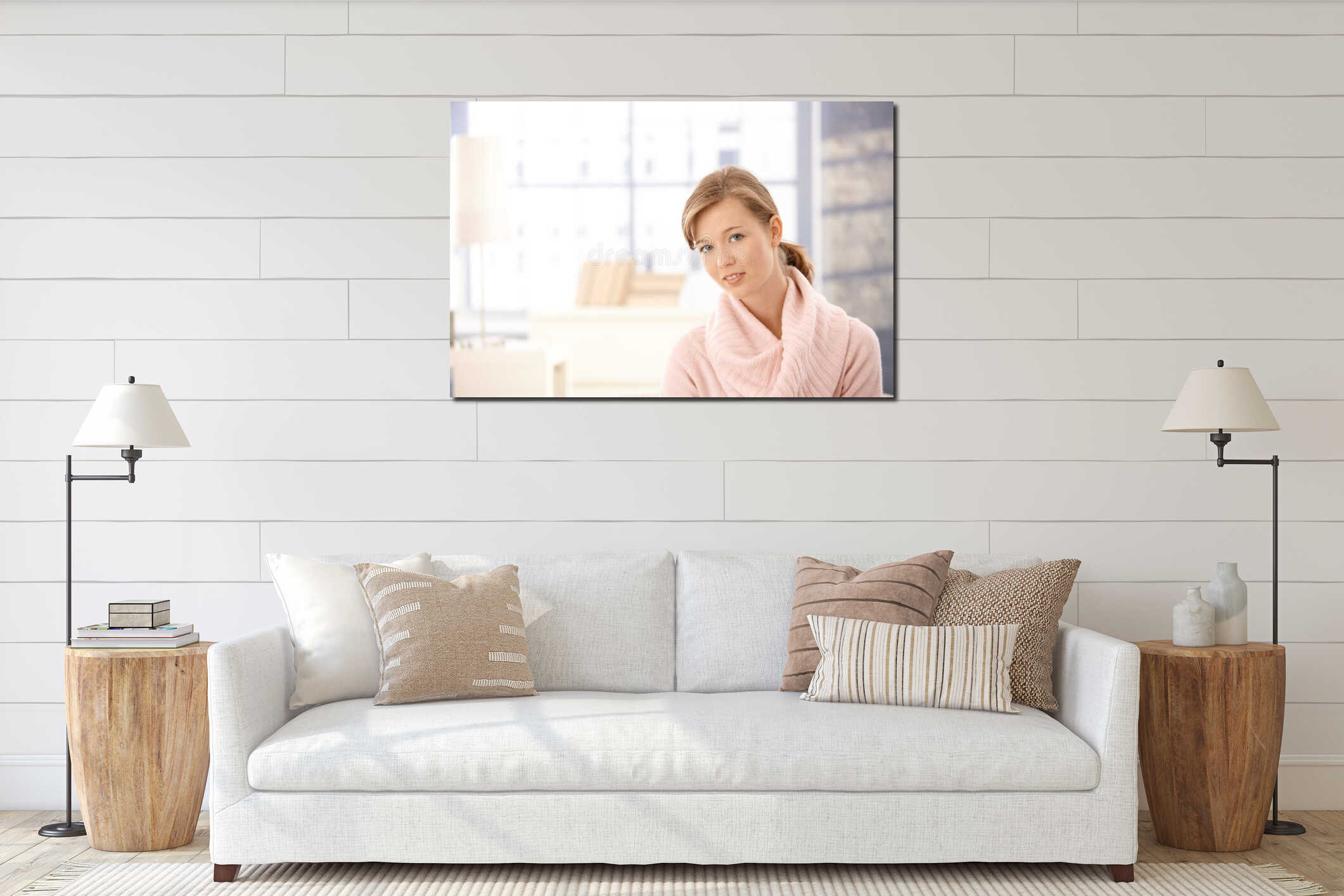 Canvas hanging interior mockup