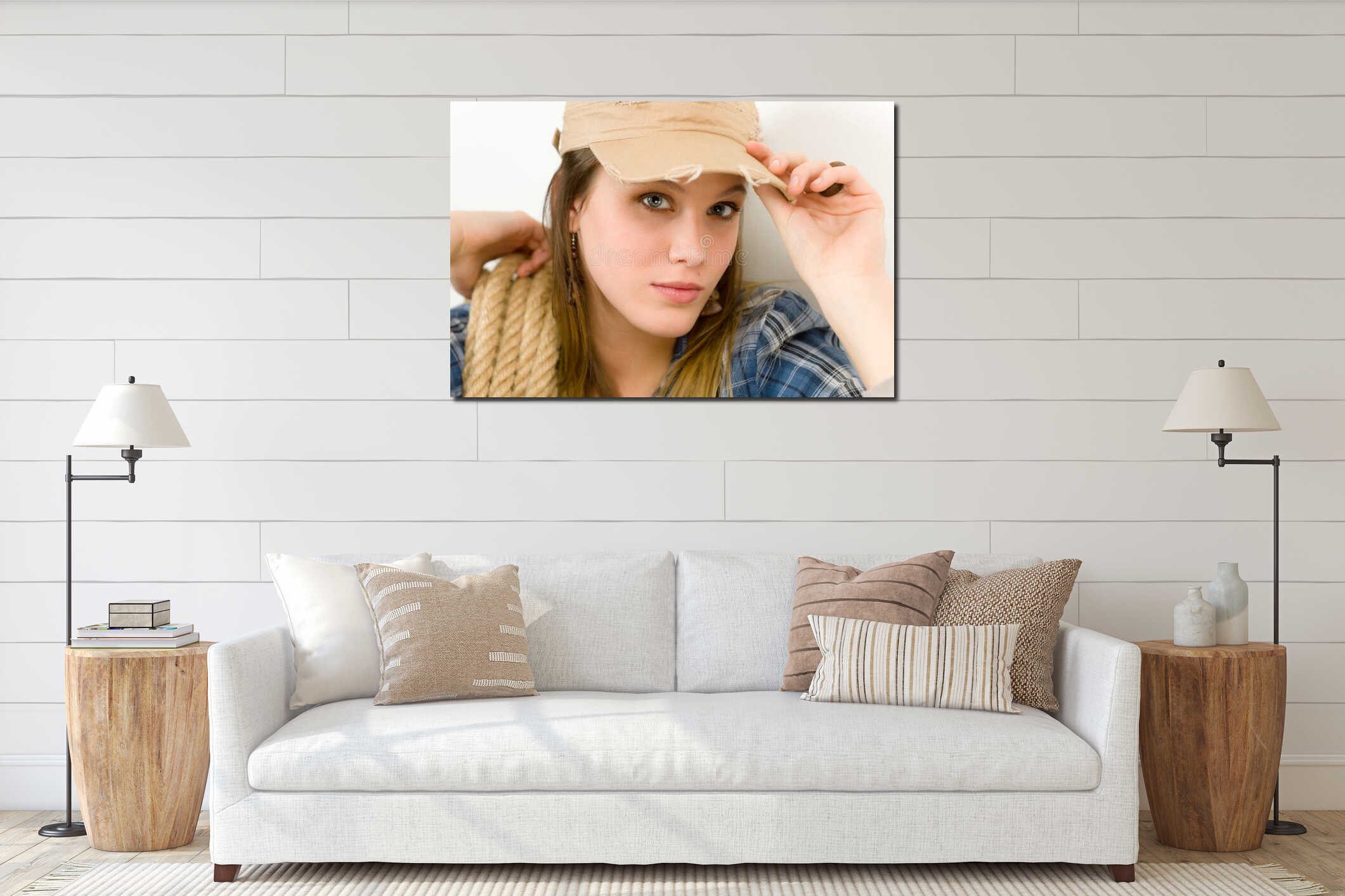 Canvas hanging interior mockup