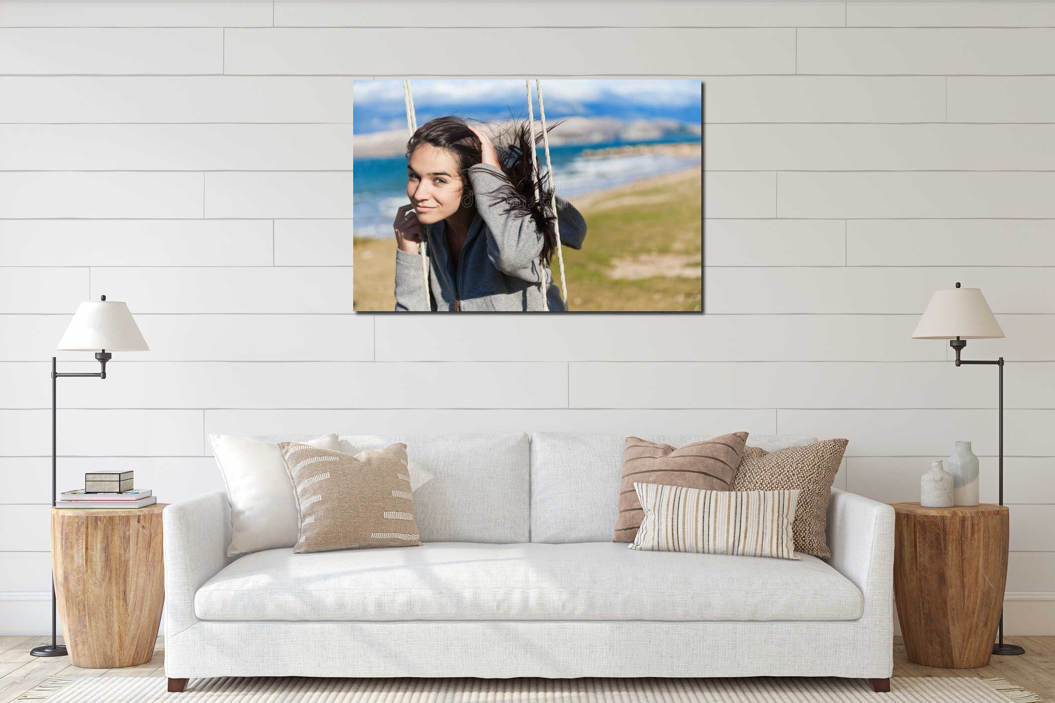 Canvas hanging interior mockup