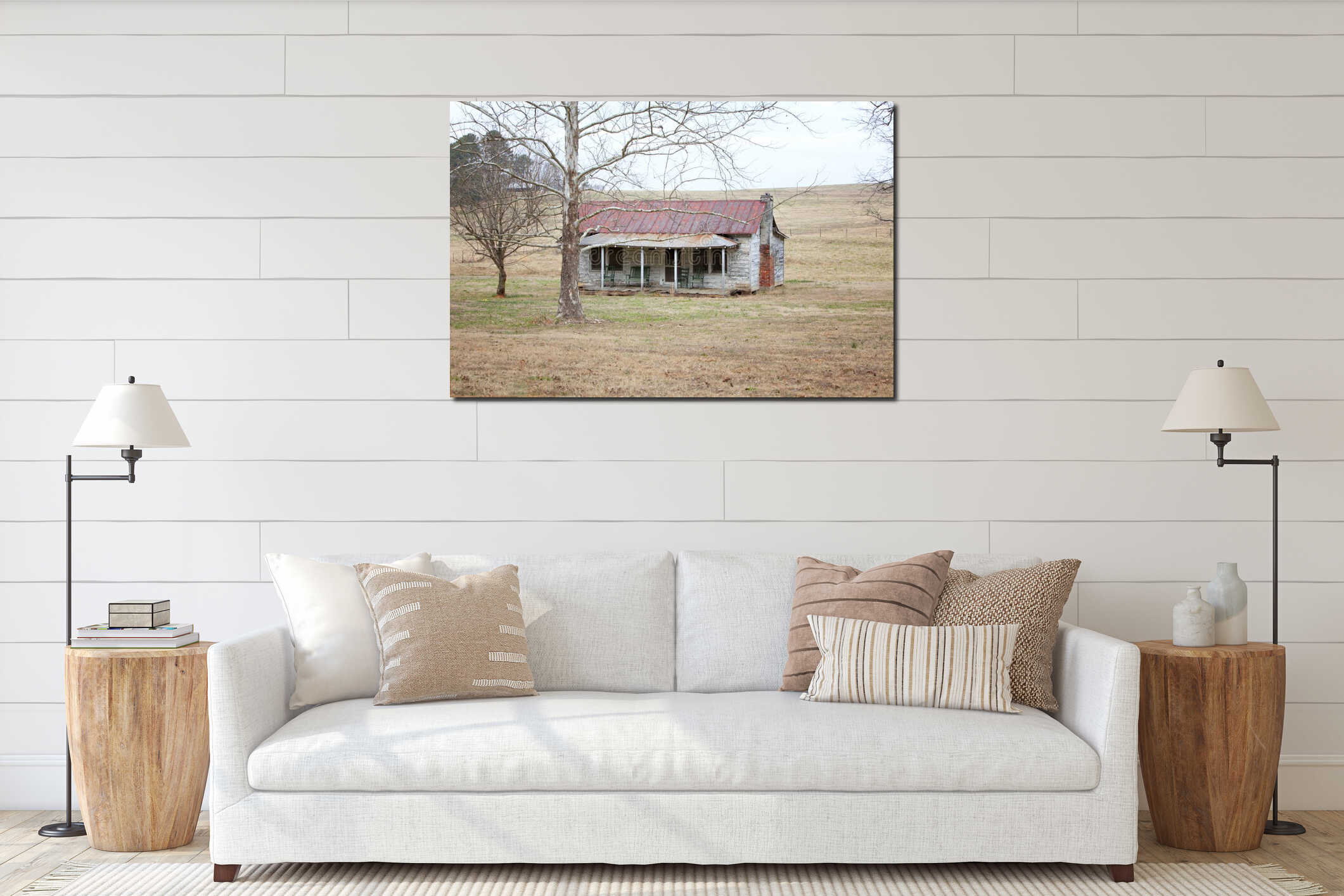 Canvas hanging interior mockup
