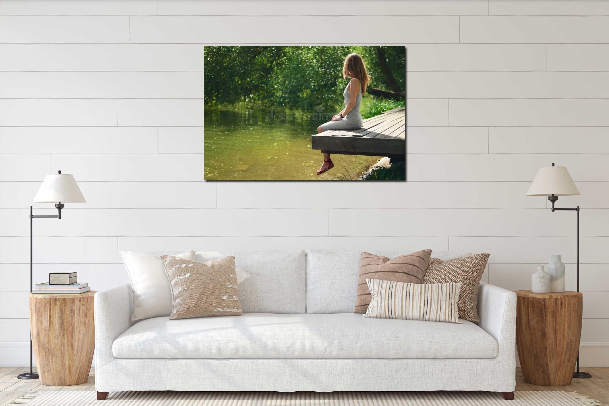 Canvas hanging interior mockup