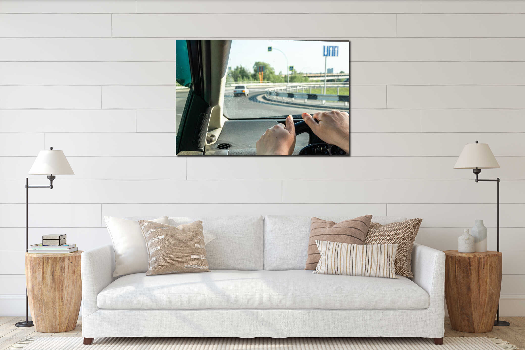 Canvas hanging interior mockup