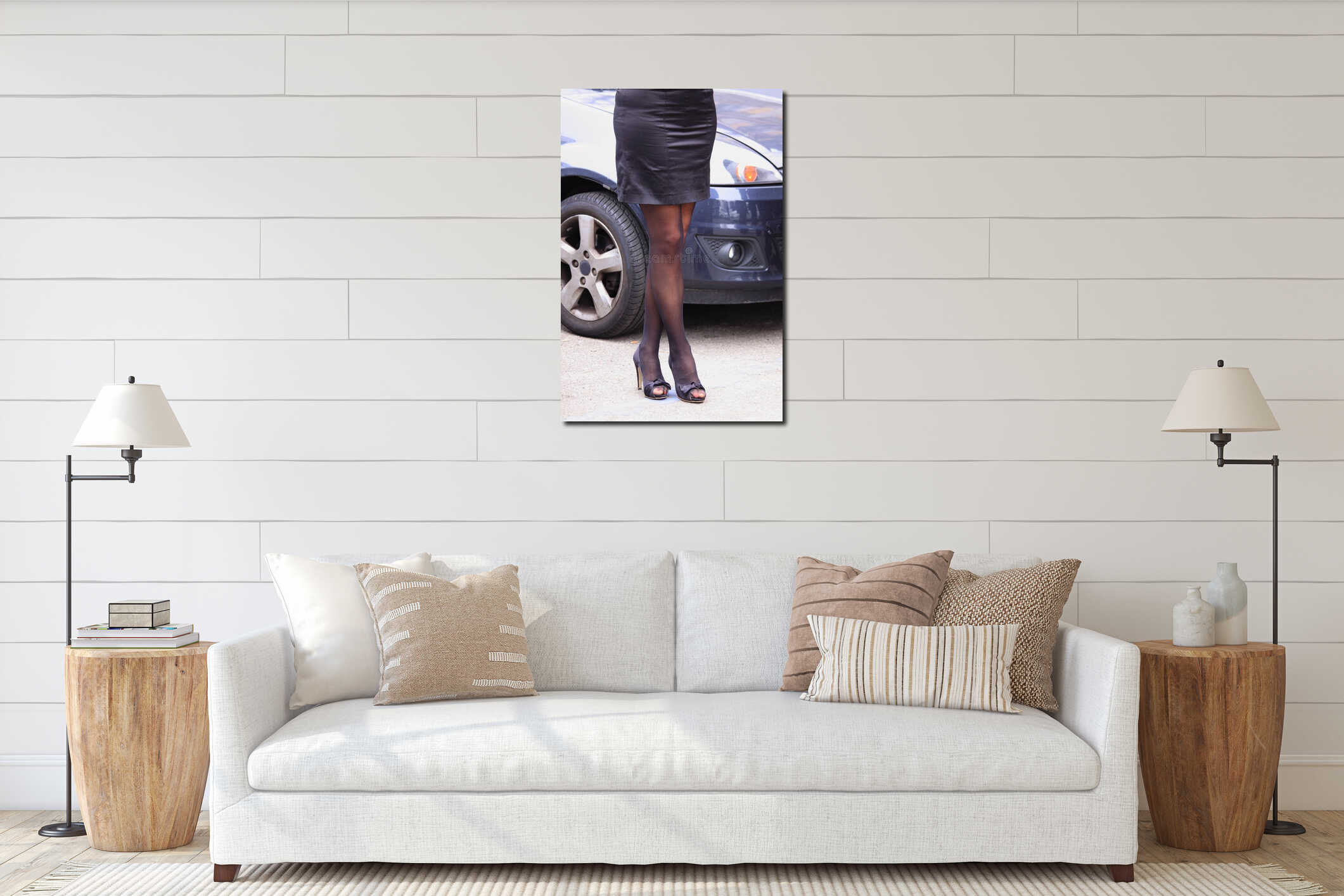 Canvas hanging interior mockup