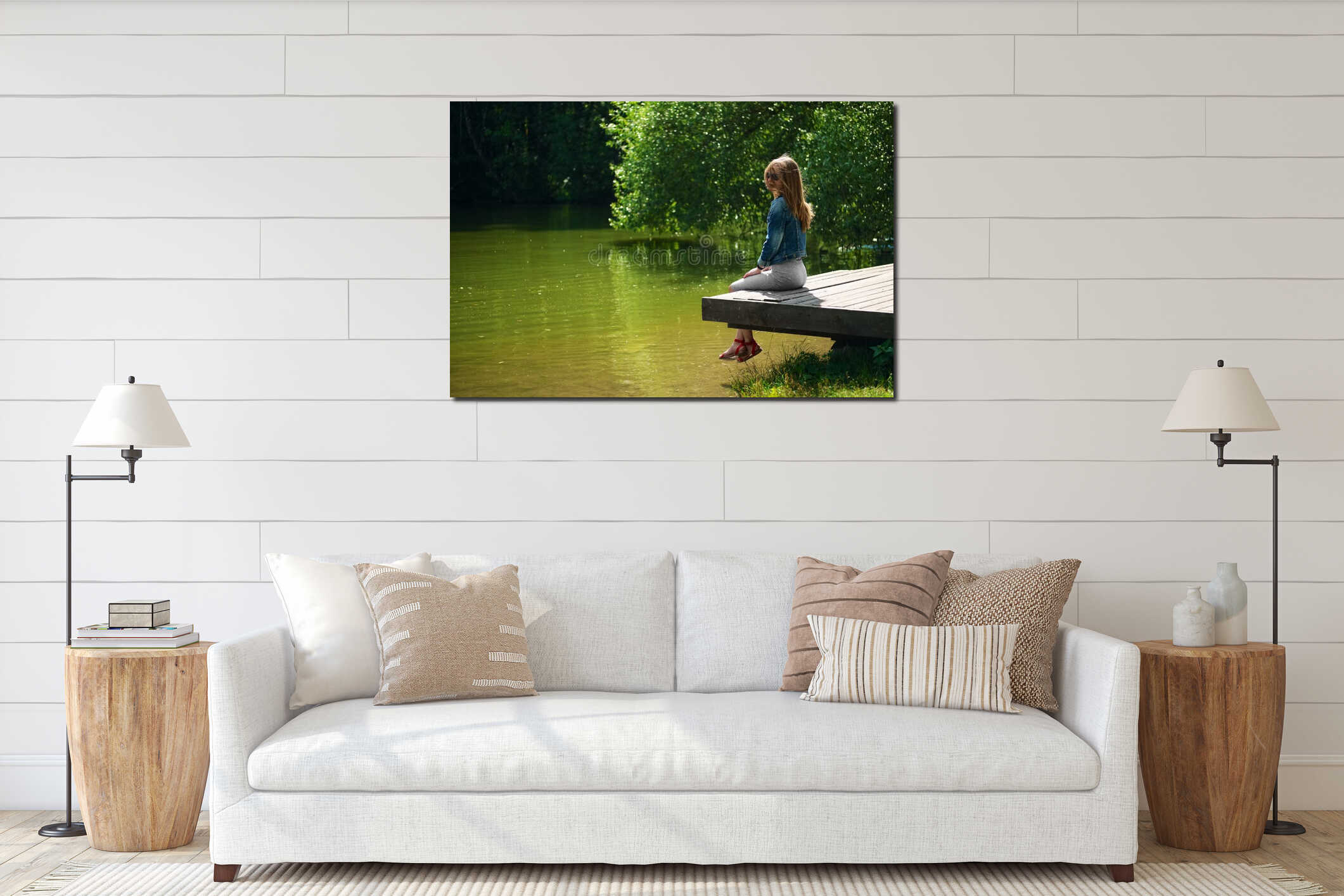 Canvas hanging interior mockup