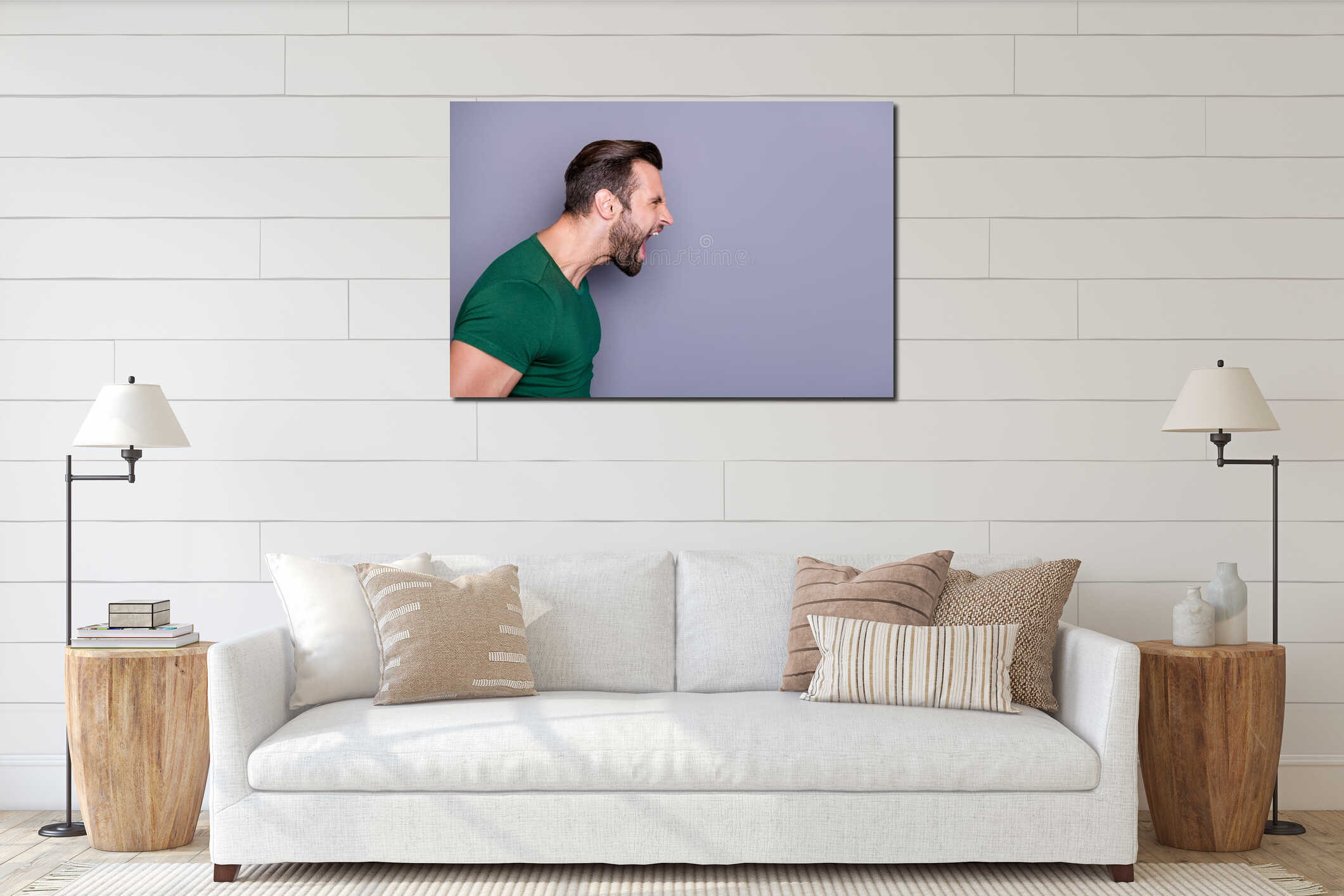 Canvas hanging interior mockup