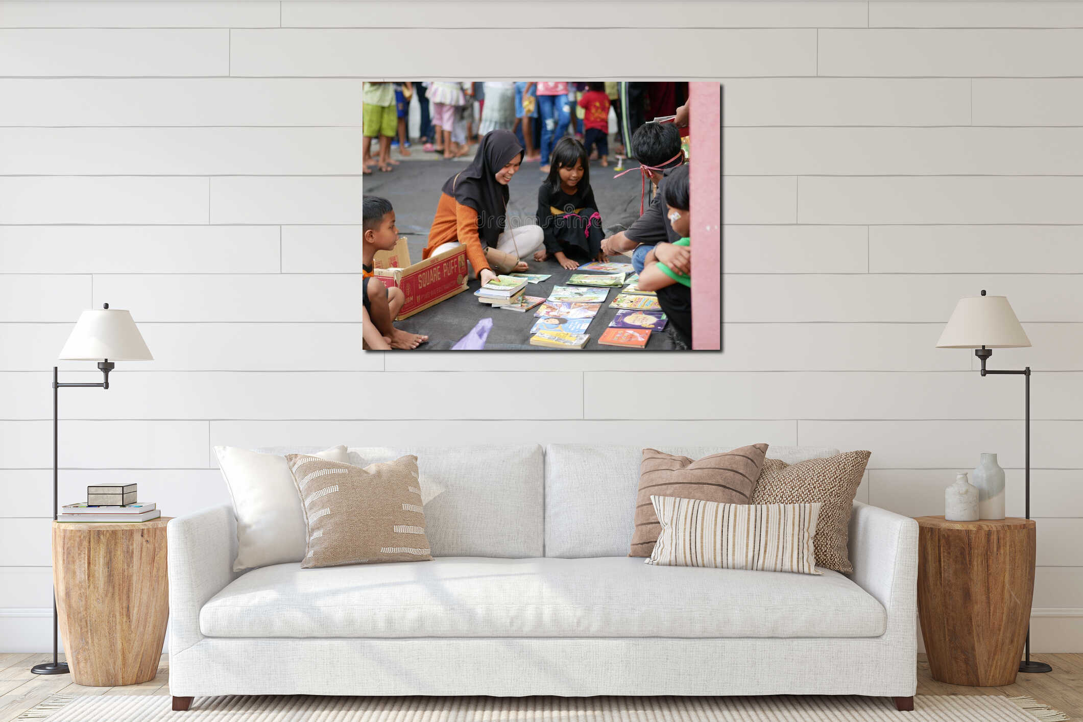 Canvas hanging interior mockup
