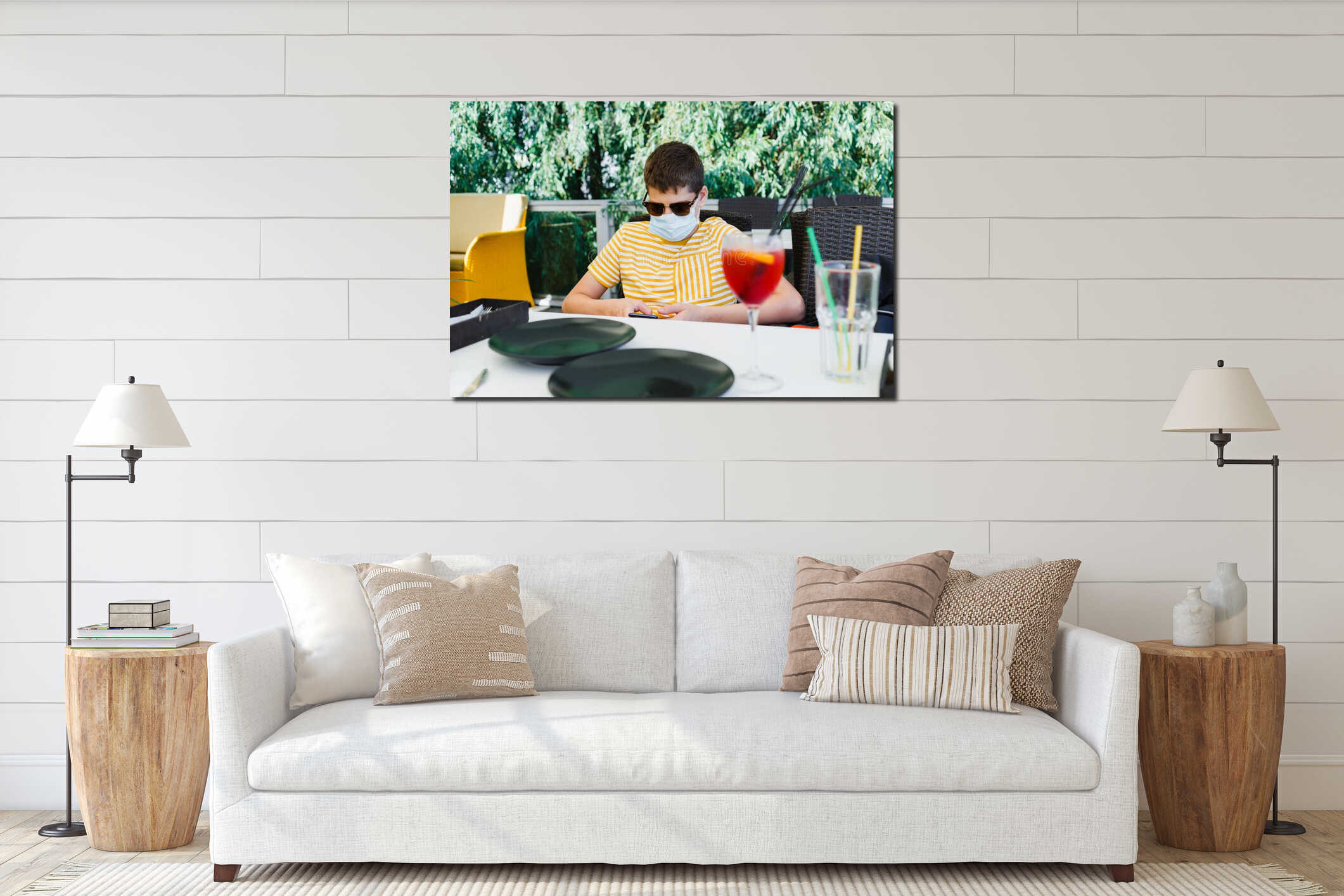 Canvas hanging interior mockup