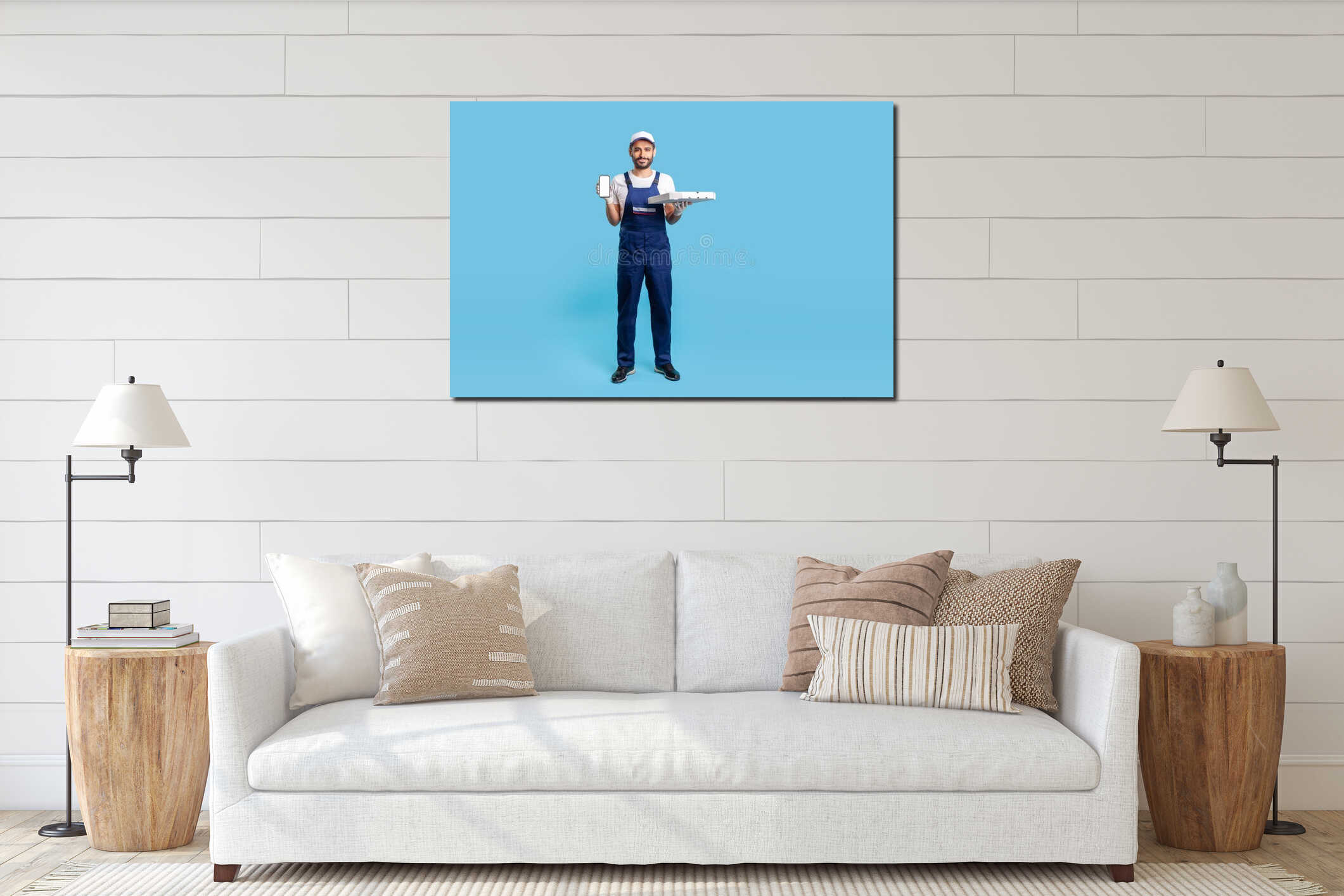 Canvas hanging interior mockup