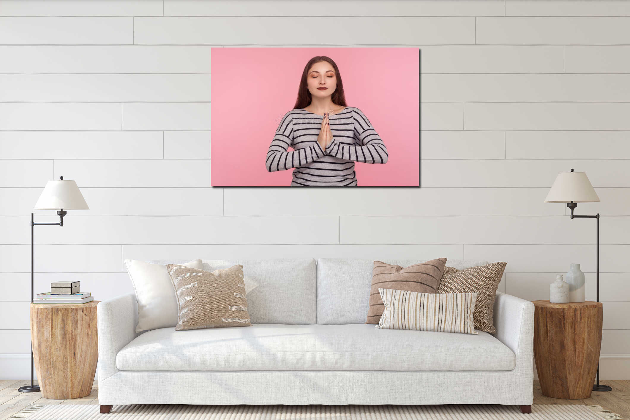 Canvas hanging interior mockup