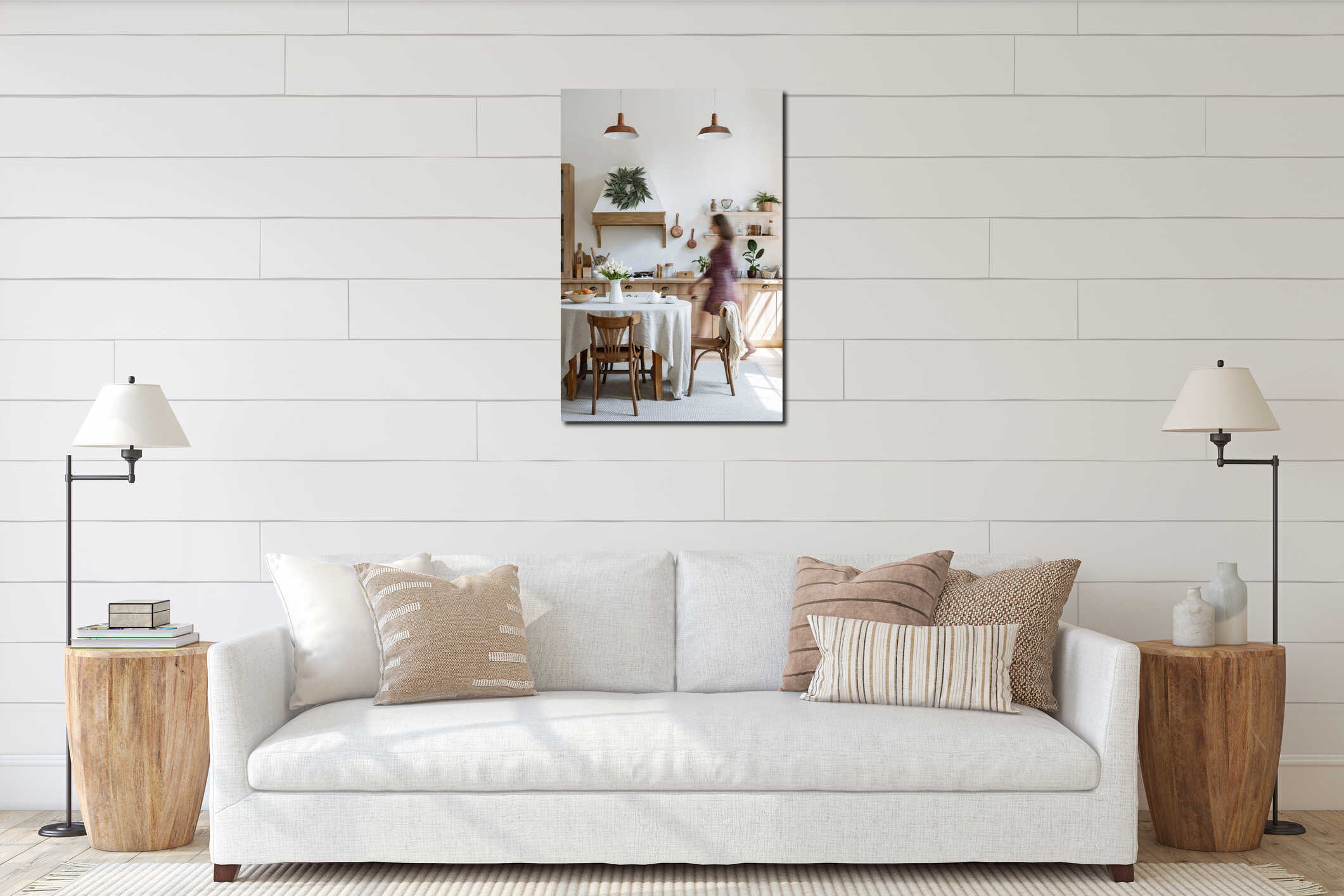 Canvas hanging interior mockup