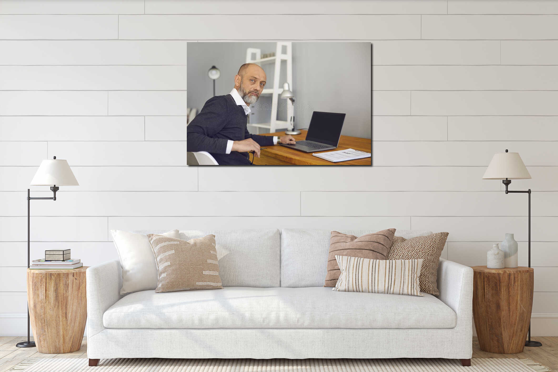 Canvas hanging interior mockup