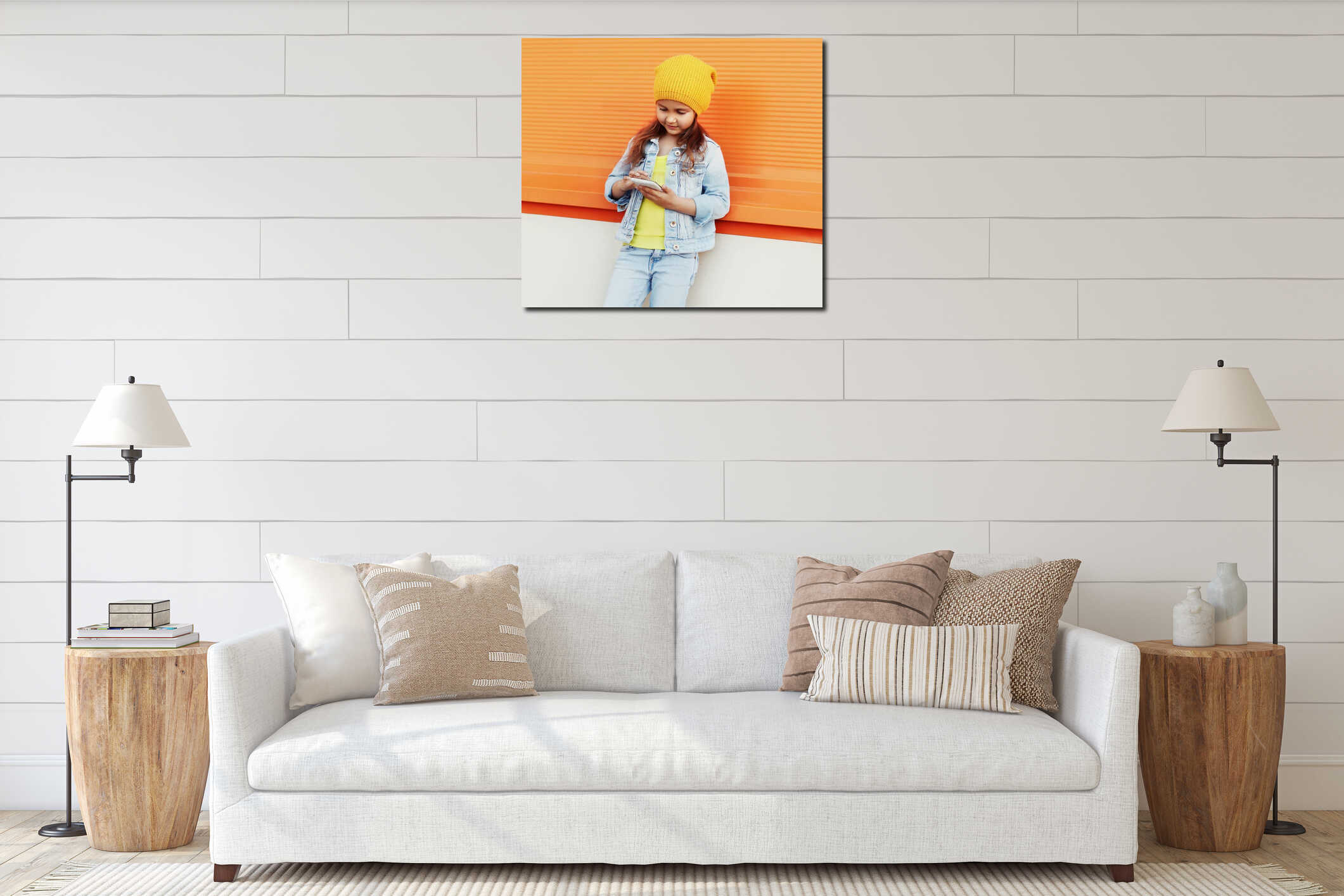 Canvas hanging interior mockup