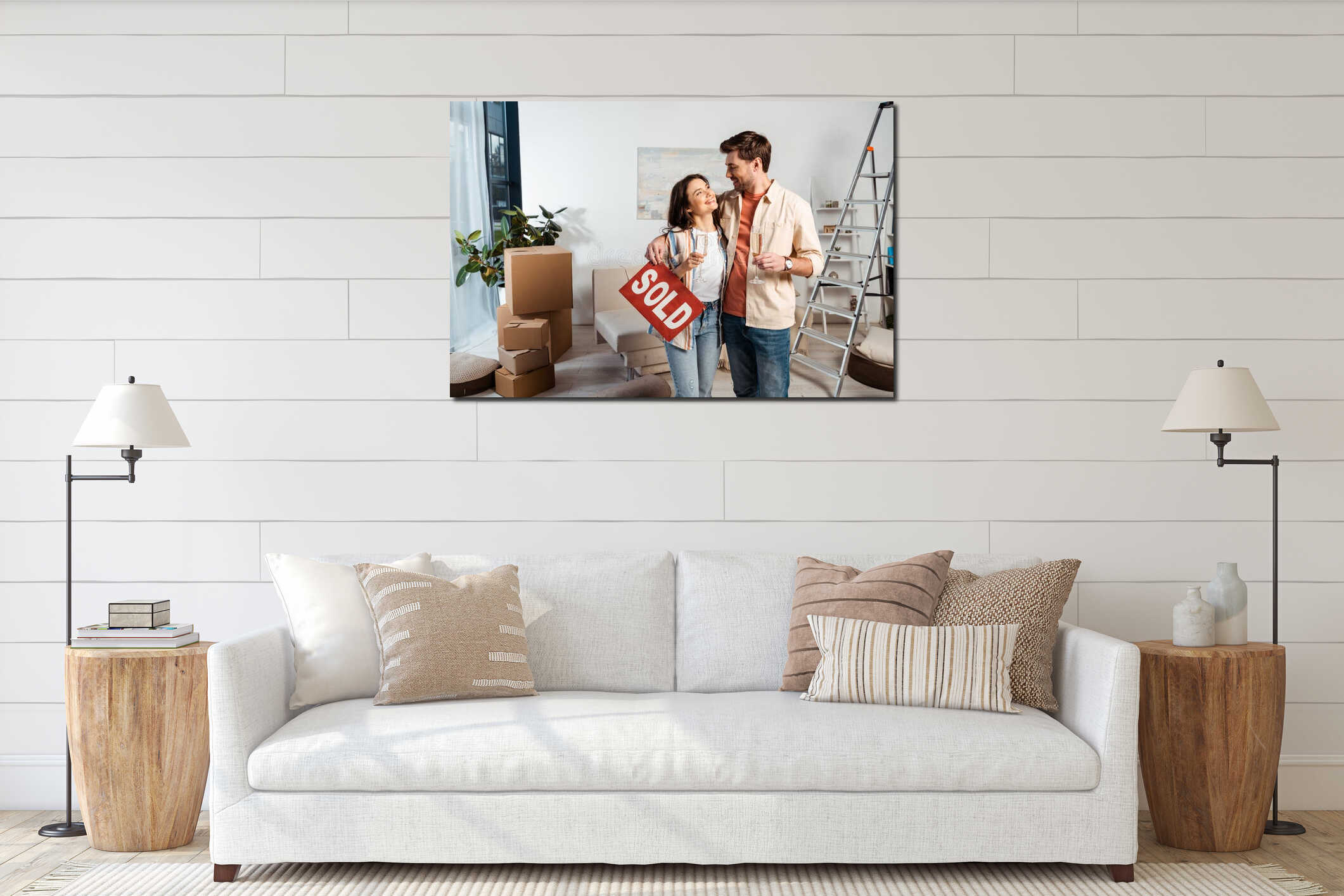 Canvas hanging interior mockup