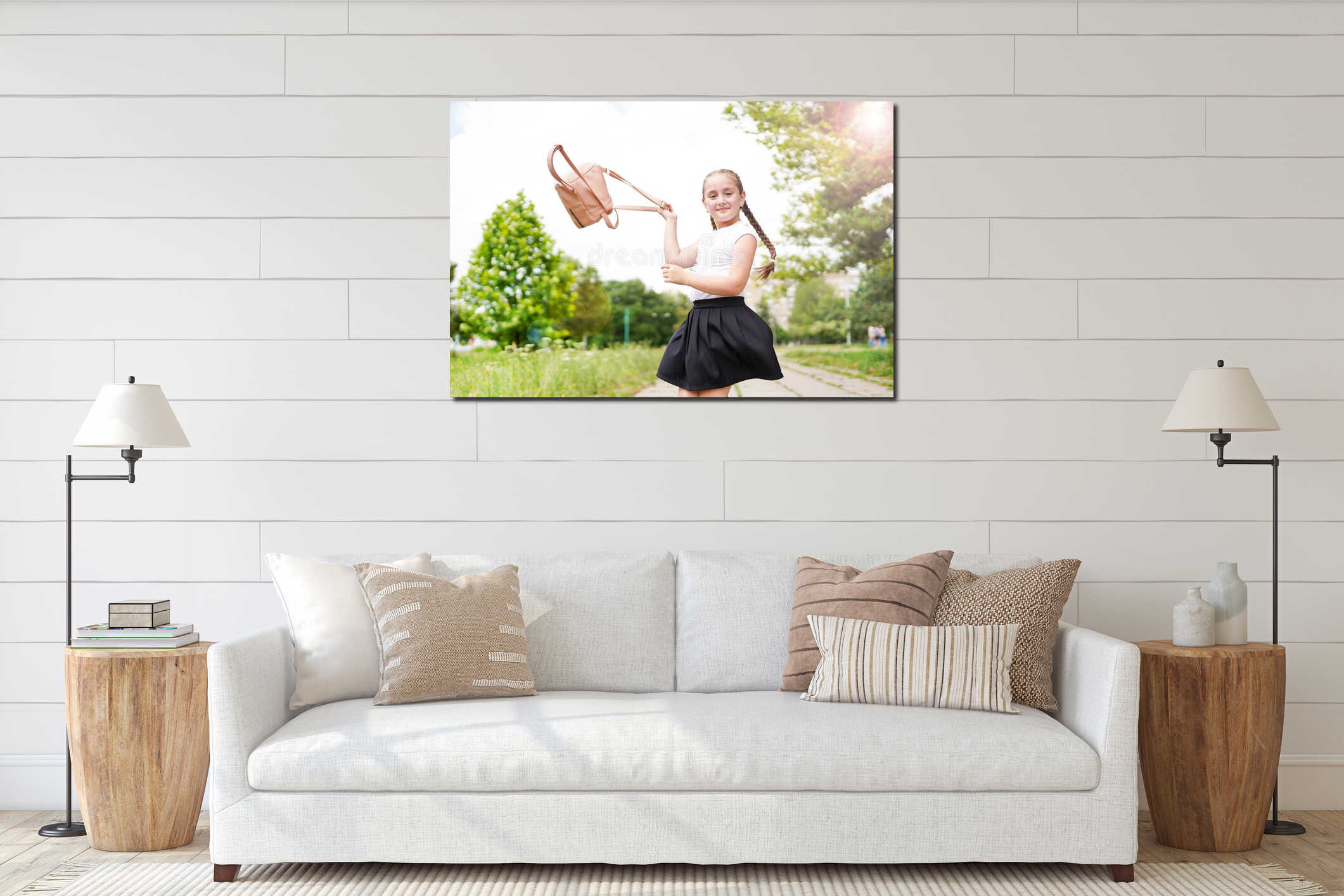Canvas hanging interior mockup