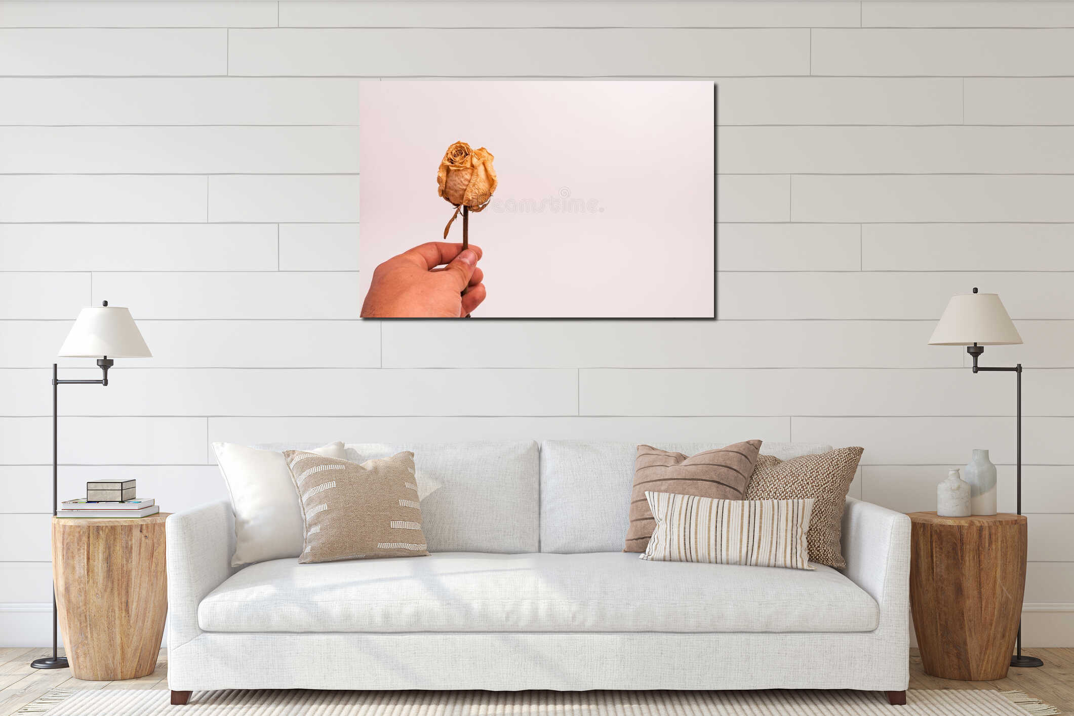 Canvas hanging interior mockup
