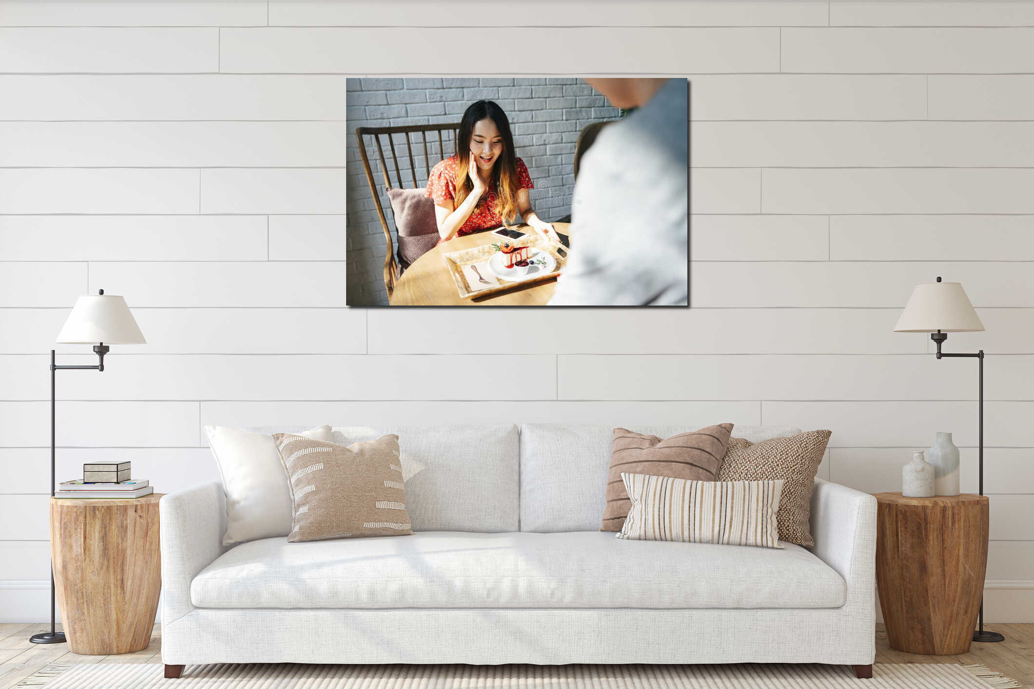 Canvas hanging interior mockup