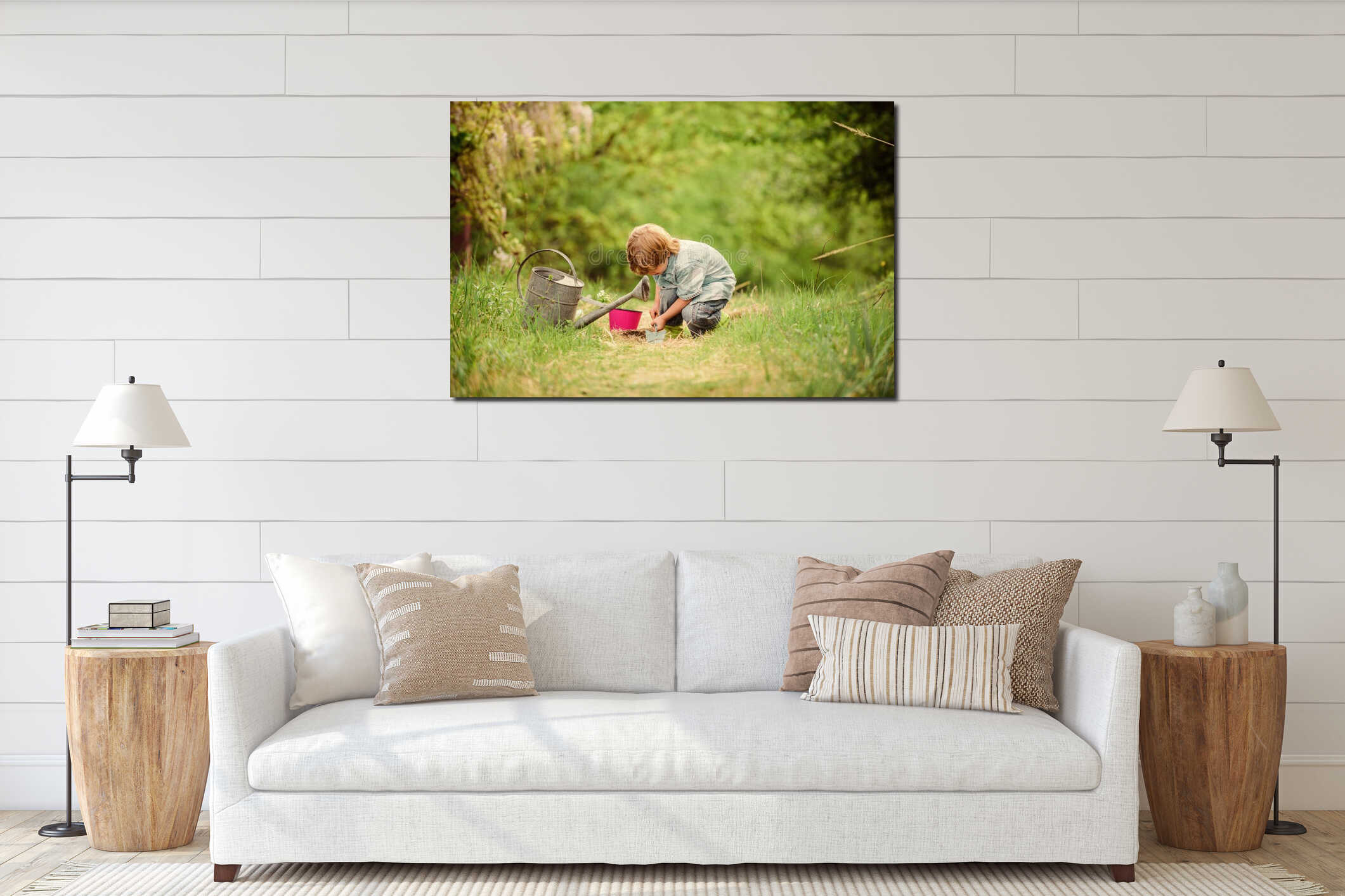 Canvas hanging interior mockup