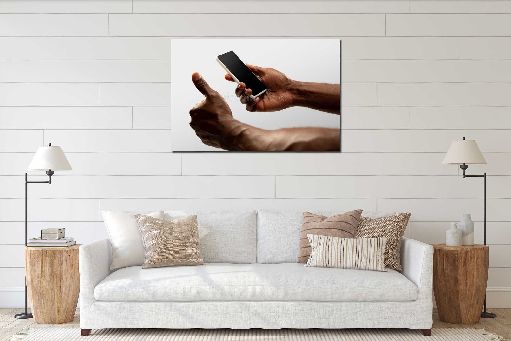 Canvas hanging interior mockup