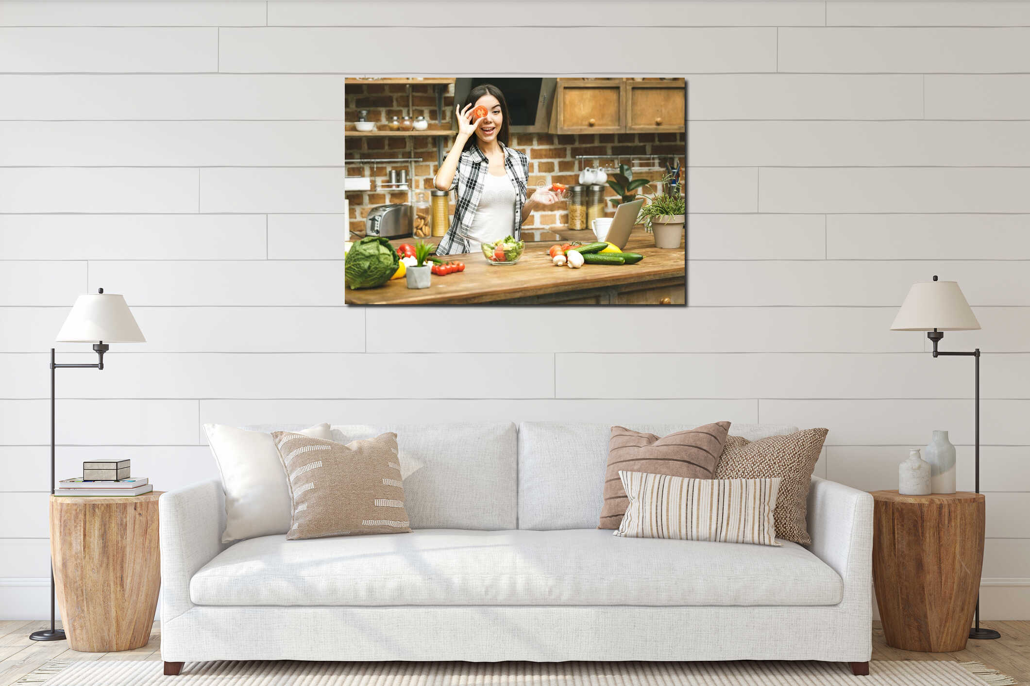 Canvas hanging interior mockup