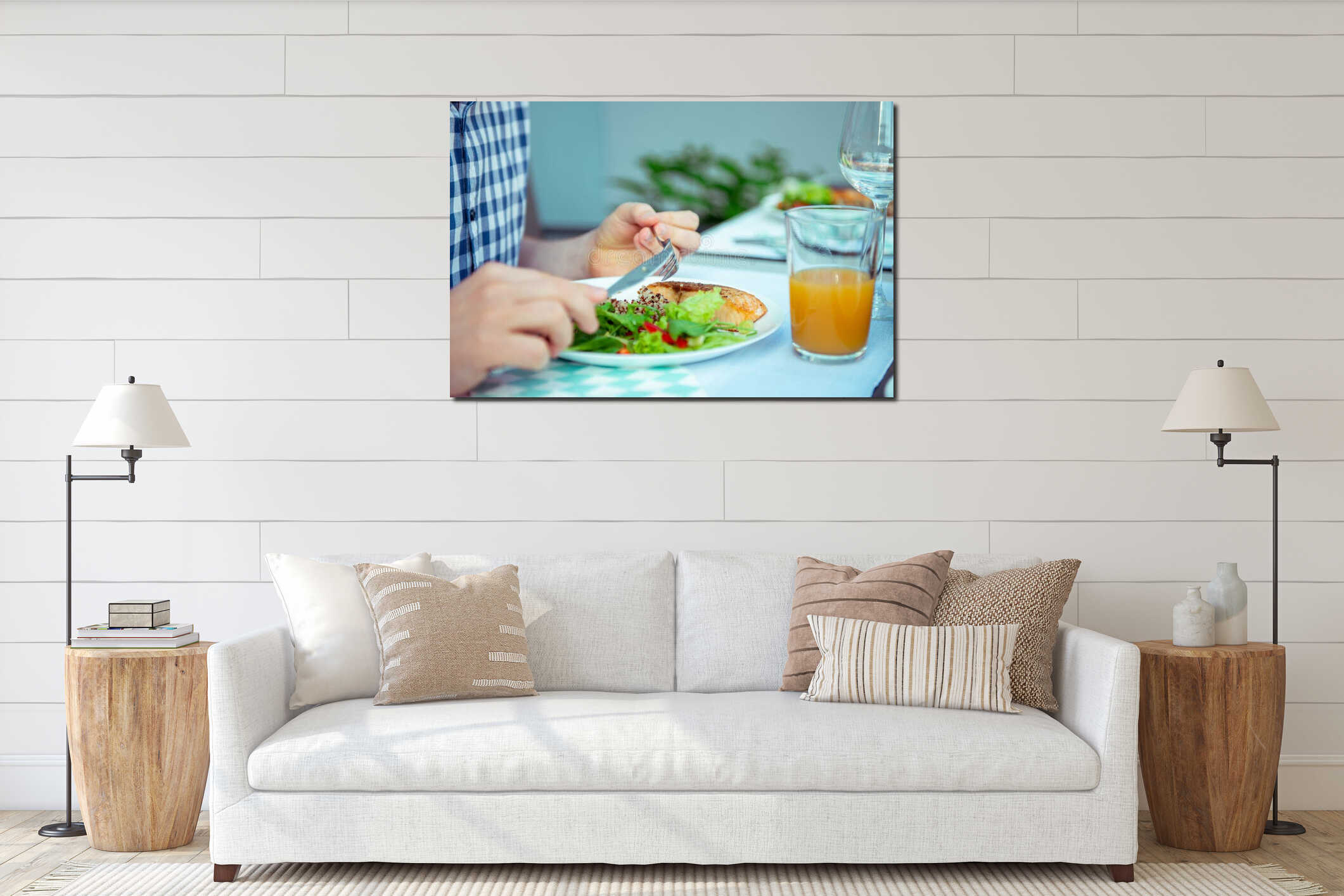 Canvas hanging interior mockup