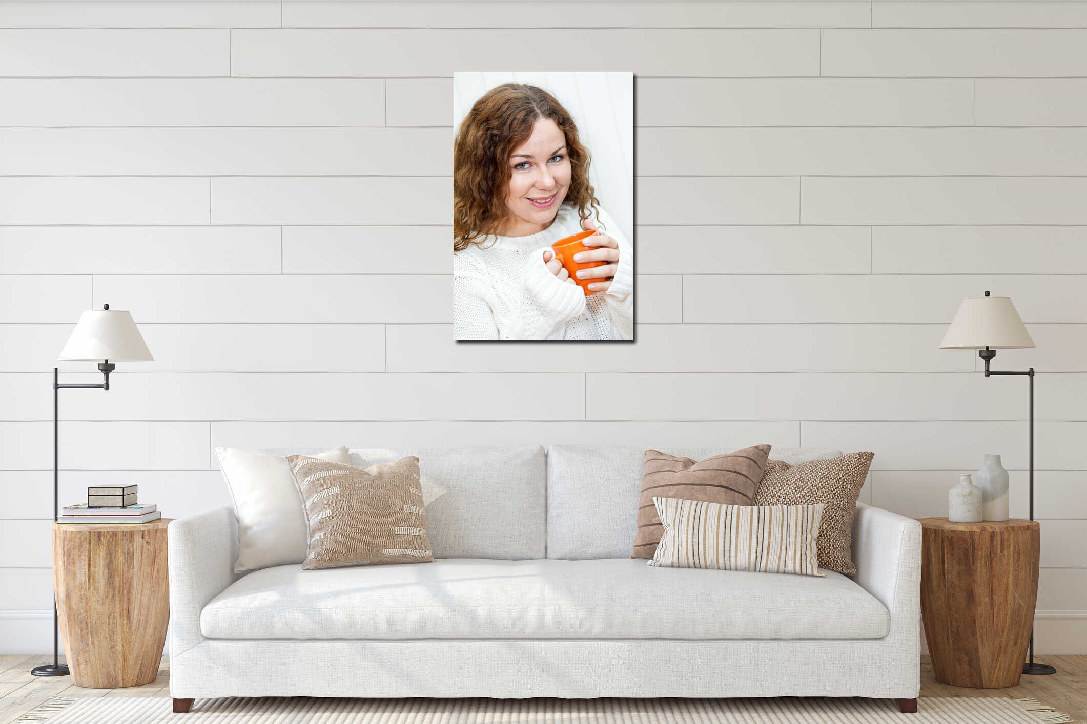 Canvas hanging interior mockup