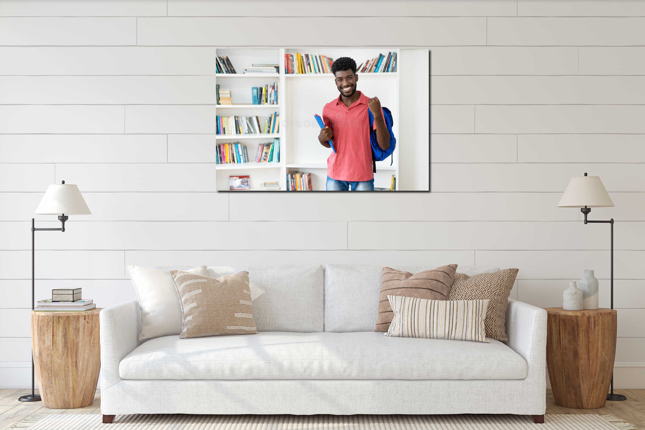 Canvas hanging interior mockup