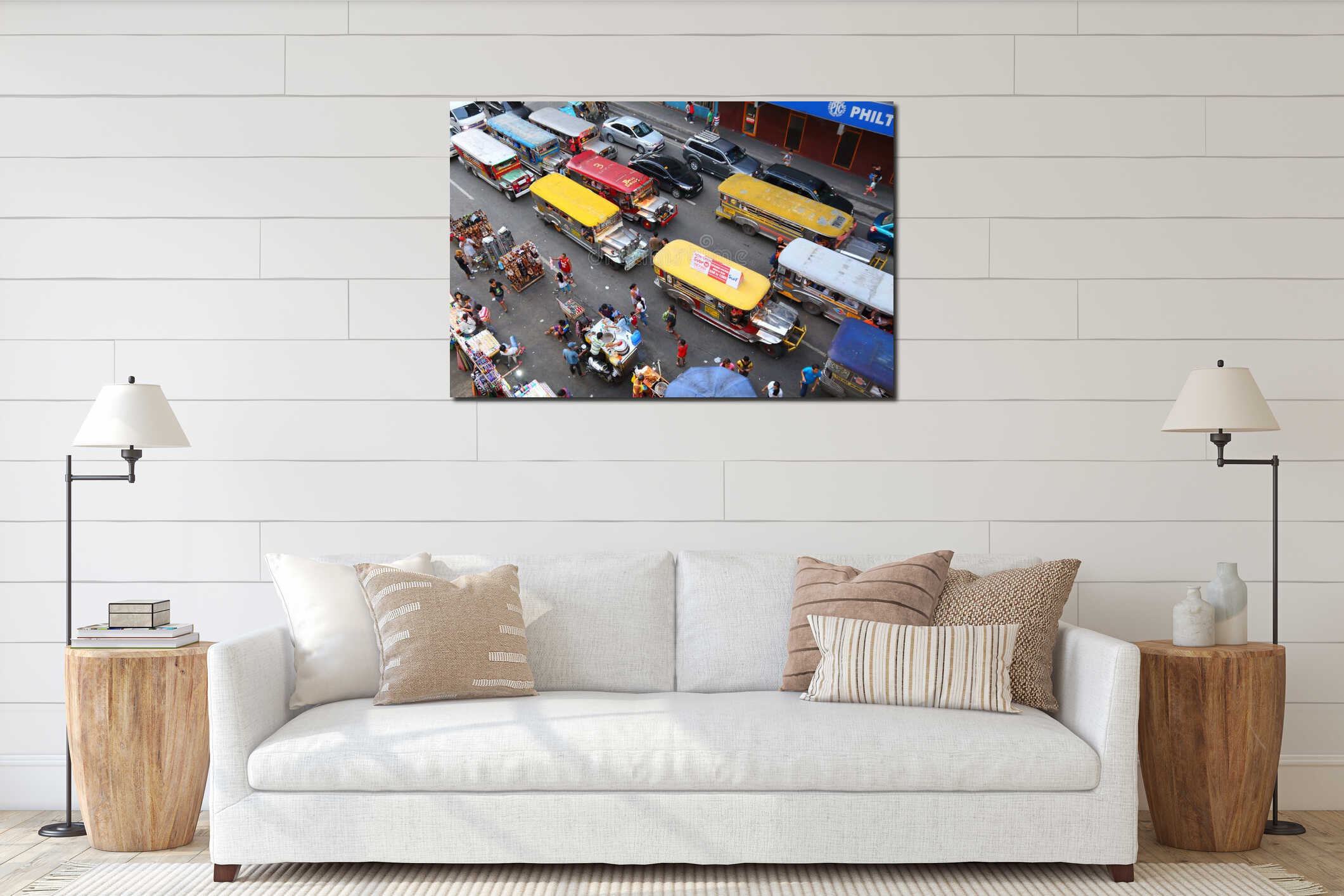 Canvas hanging interior mockup