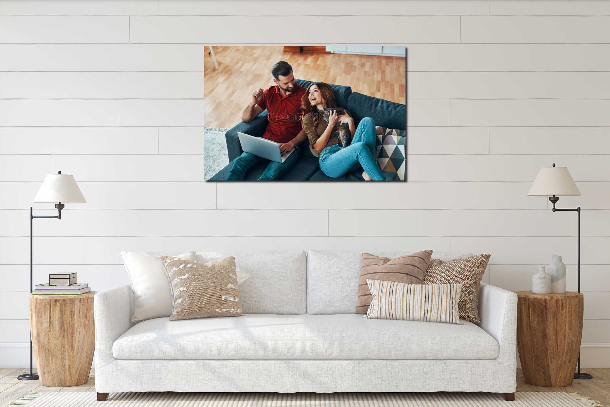 Canvas hanging interior mockup