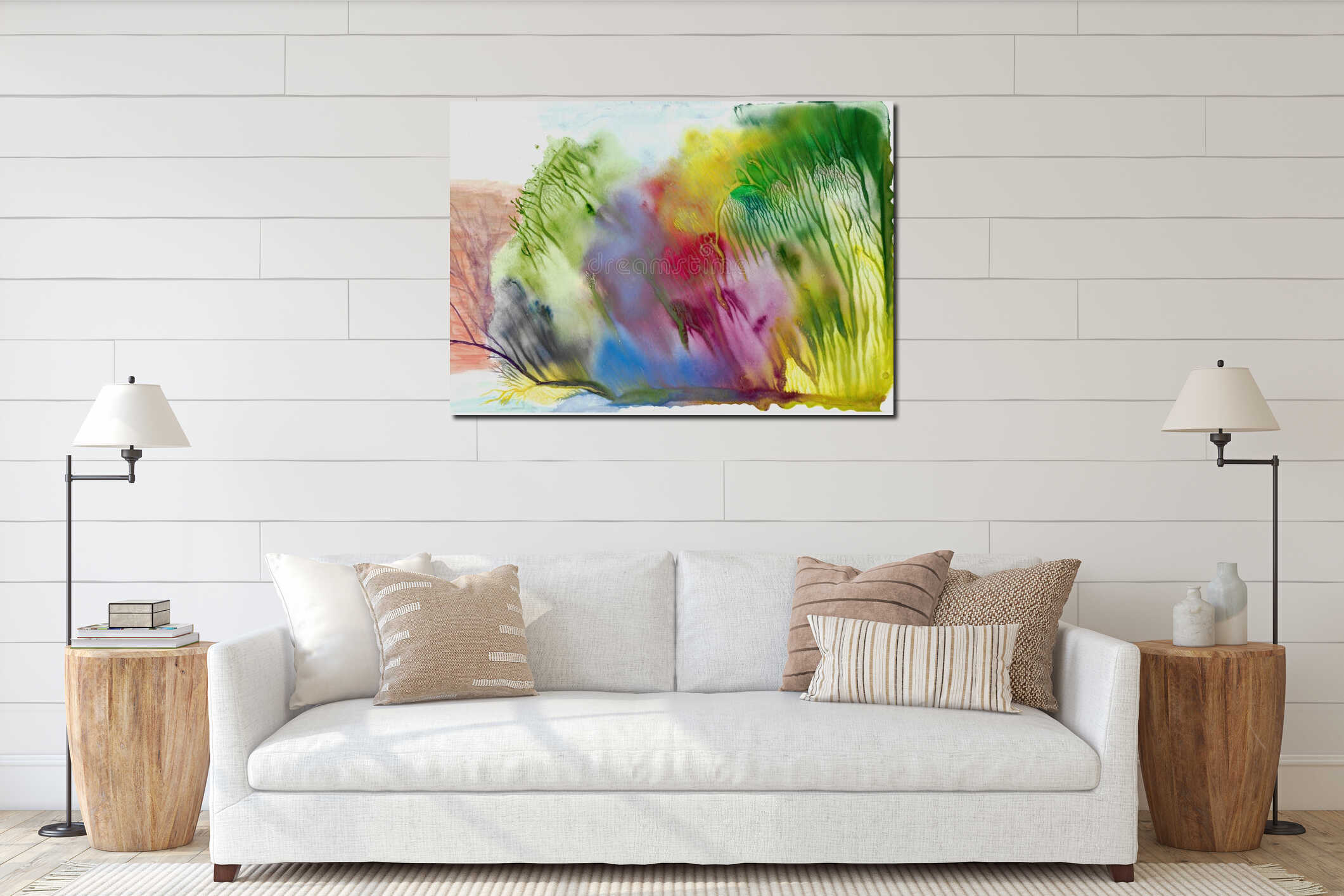 Canvas hanging interior mockup