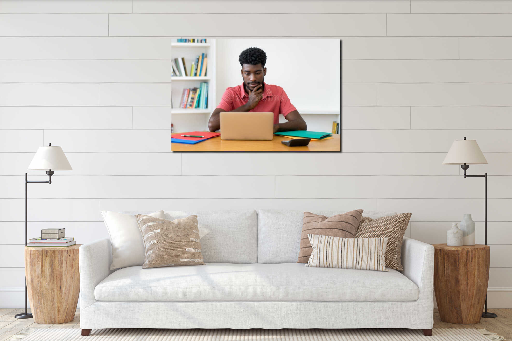 Canvas hanging interior mockup