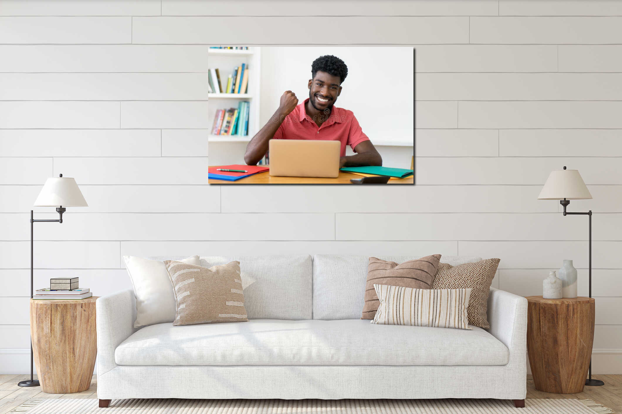 Canvas hanging interior mockup