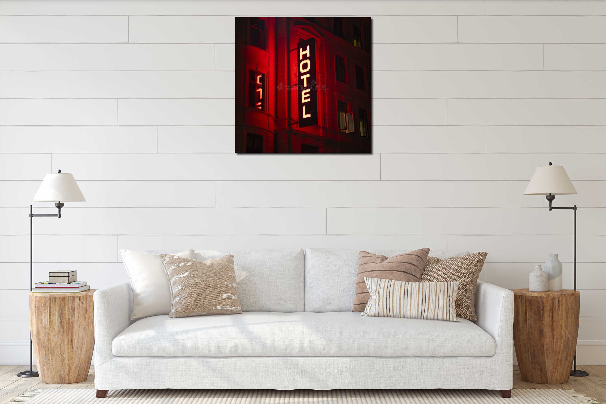 Canvas hanging interior mockup