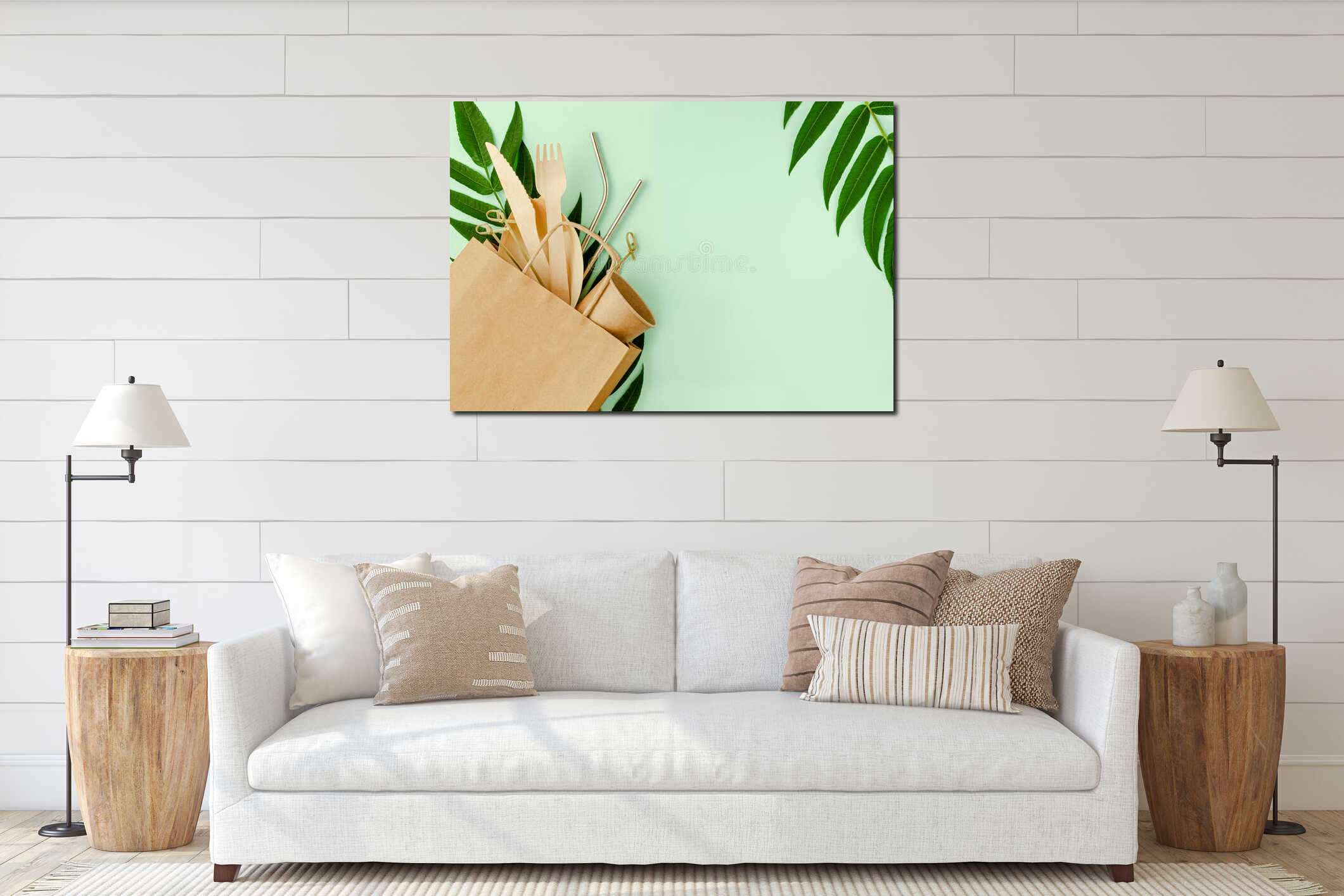 Canvas hanging interior mockup