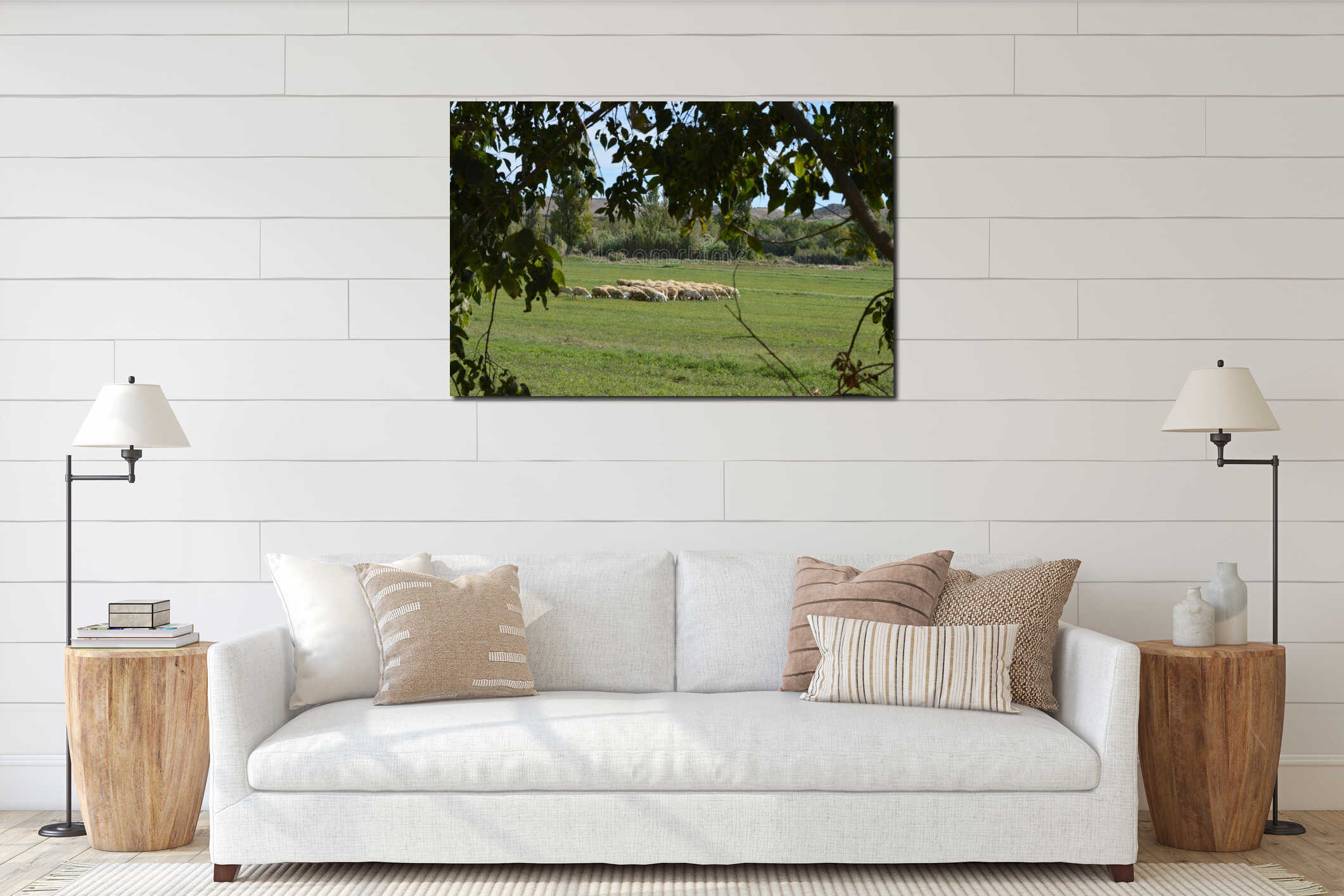 Canvas hanging interior mockup