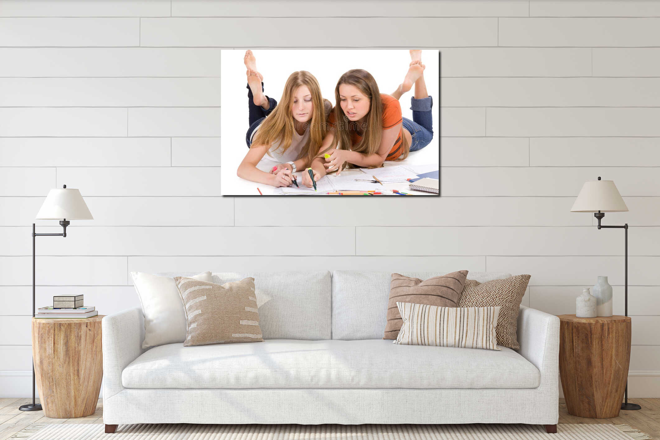 Canvas hanging interior mockup