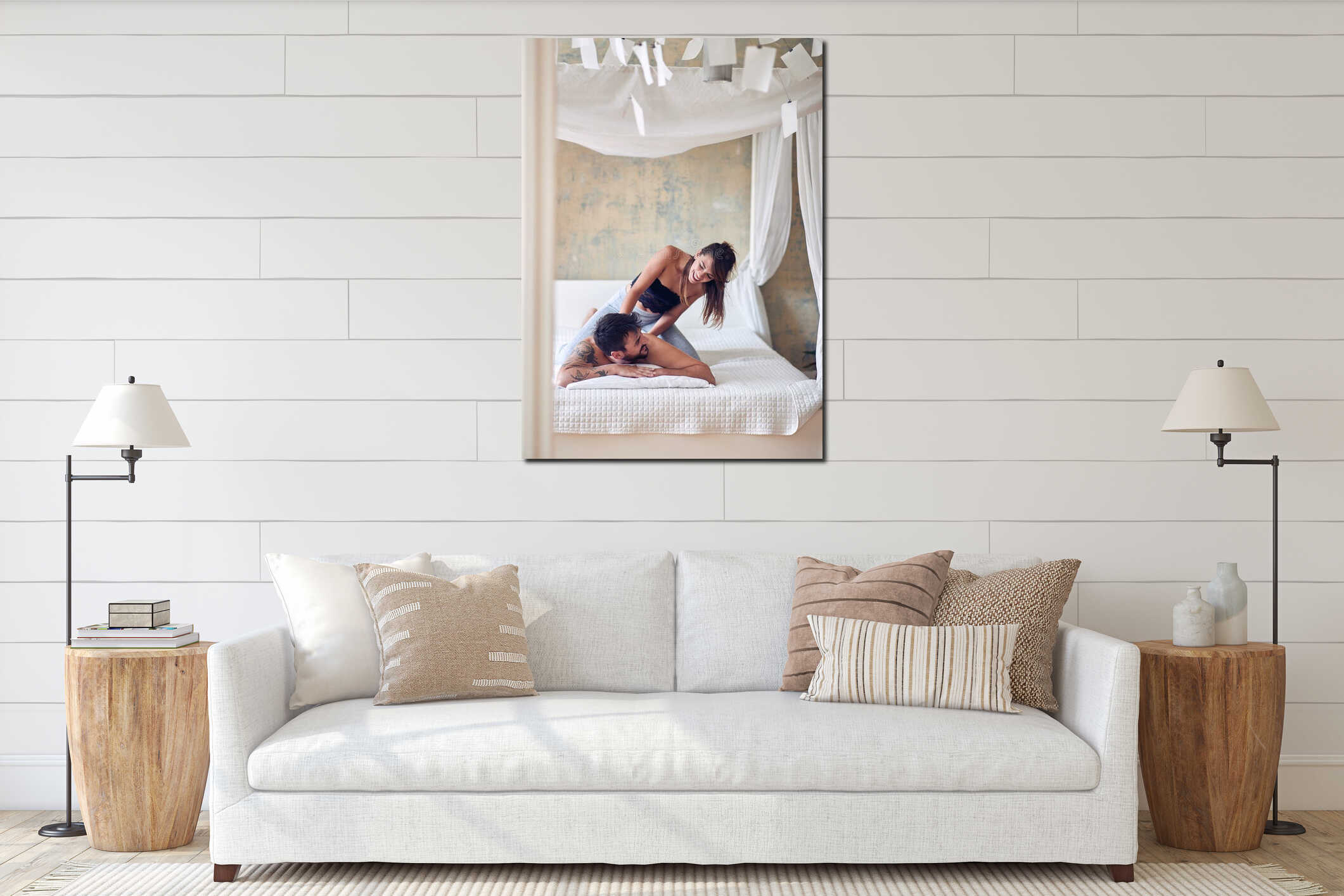 Canvas hanging interior mockup