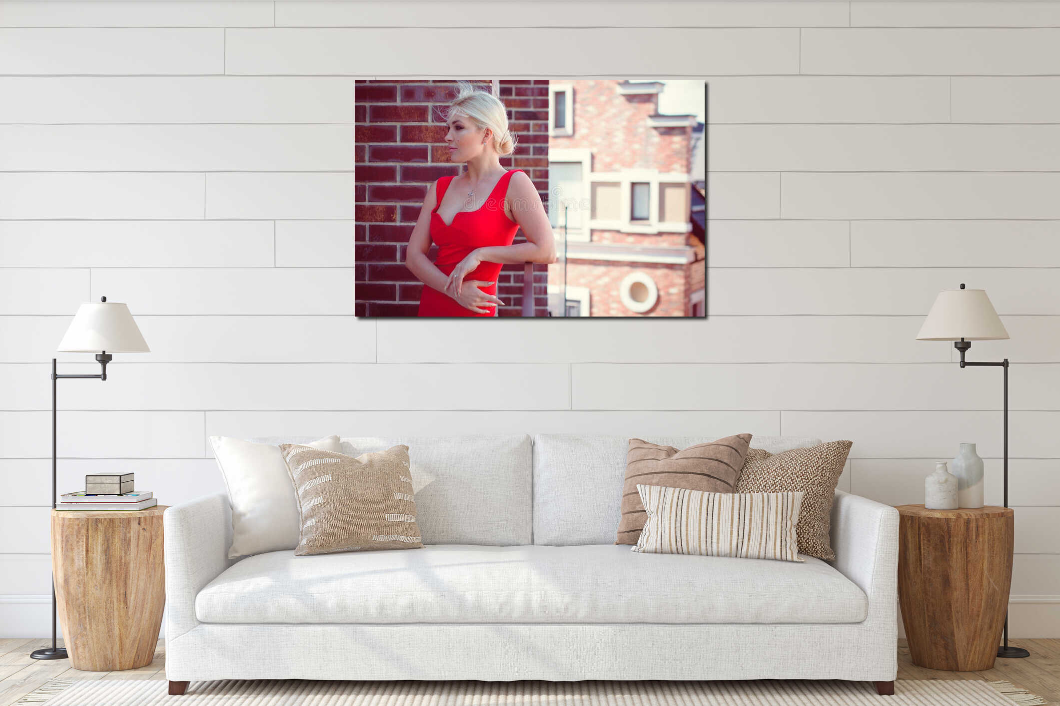 Canvas hanging interior mockup
