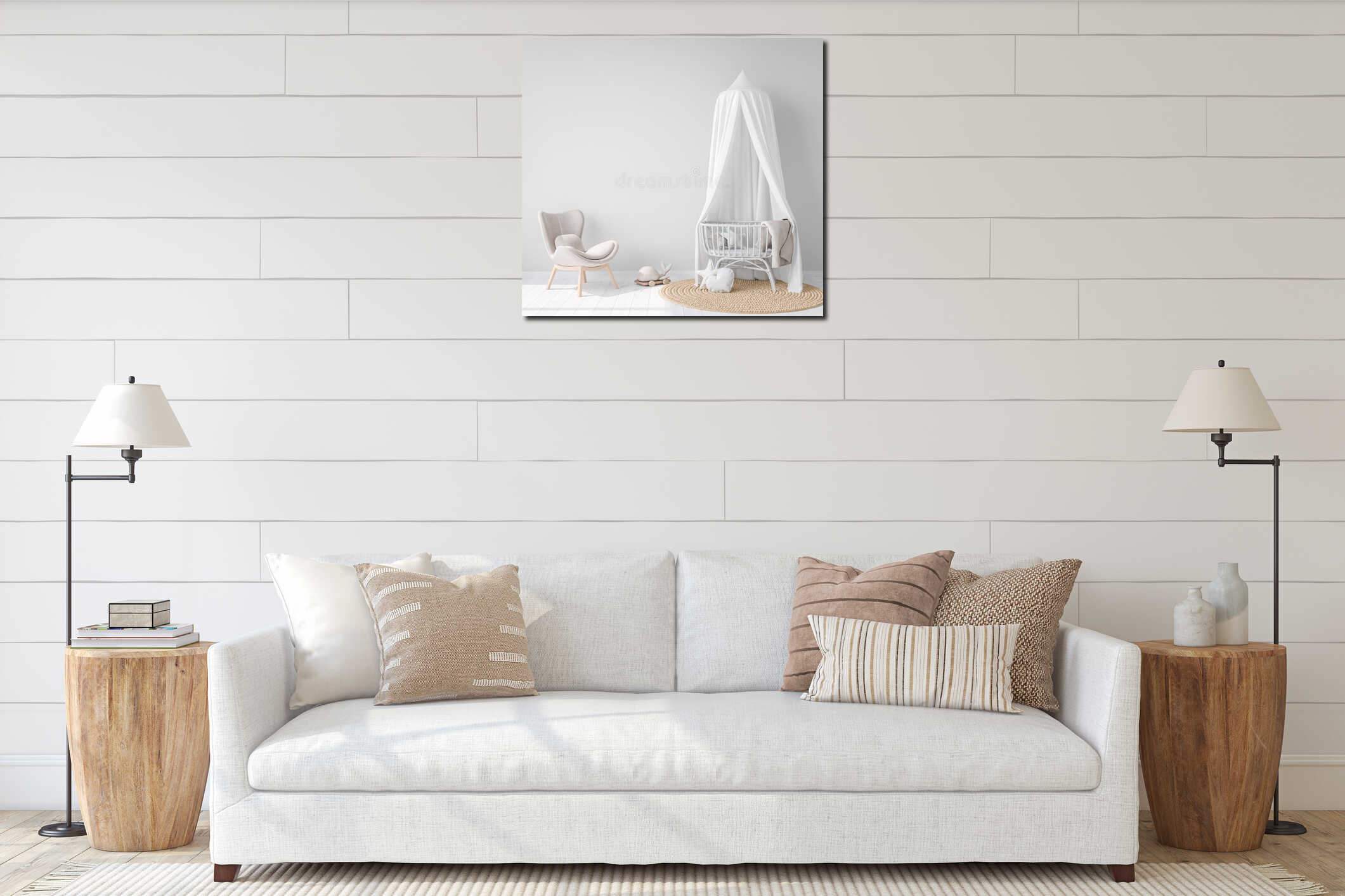 Canvas hanging interior mockup