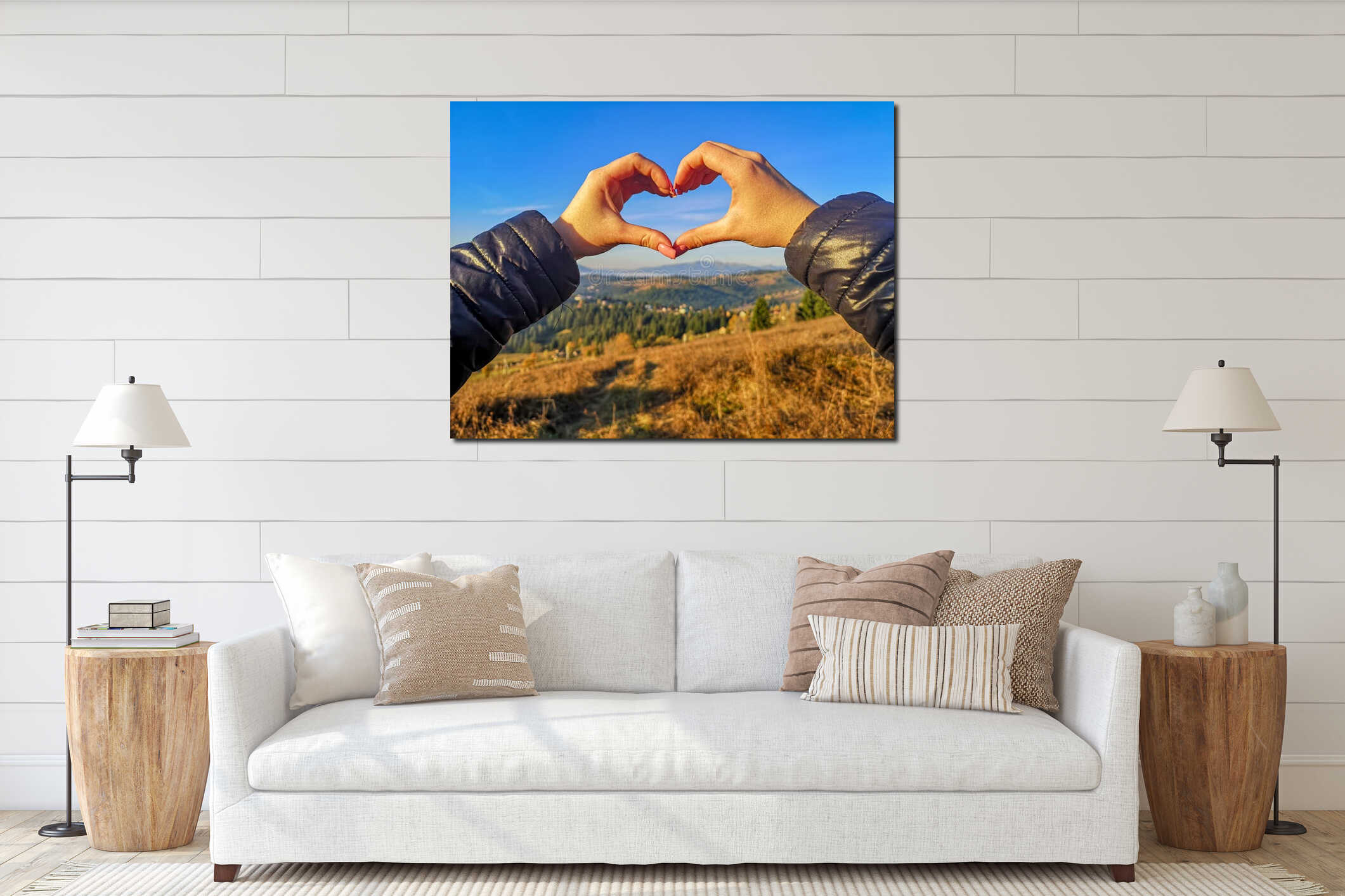 Canvas hanging interior mockup