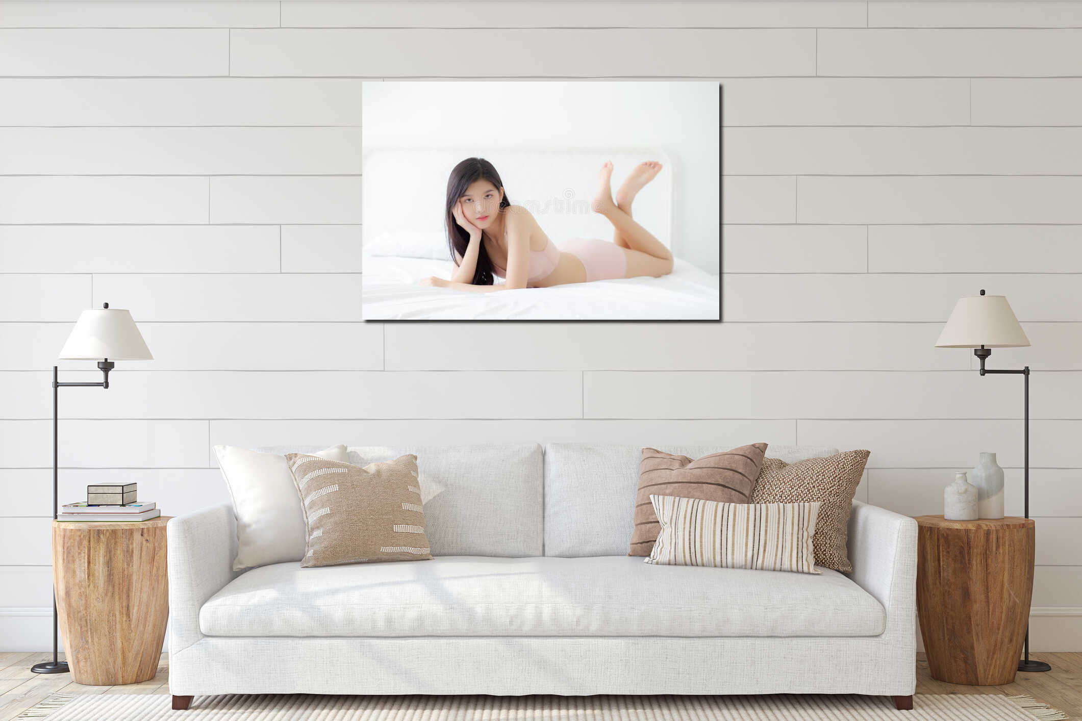 Canvas hanging interior mockup